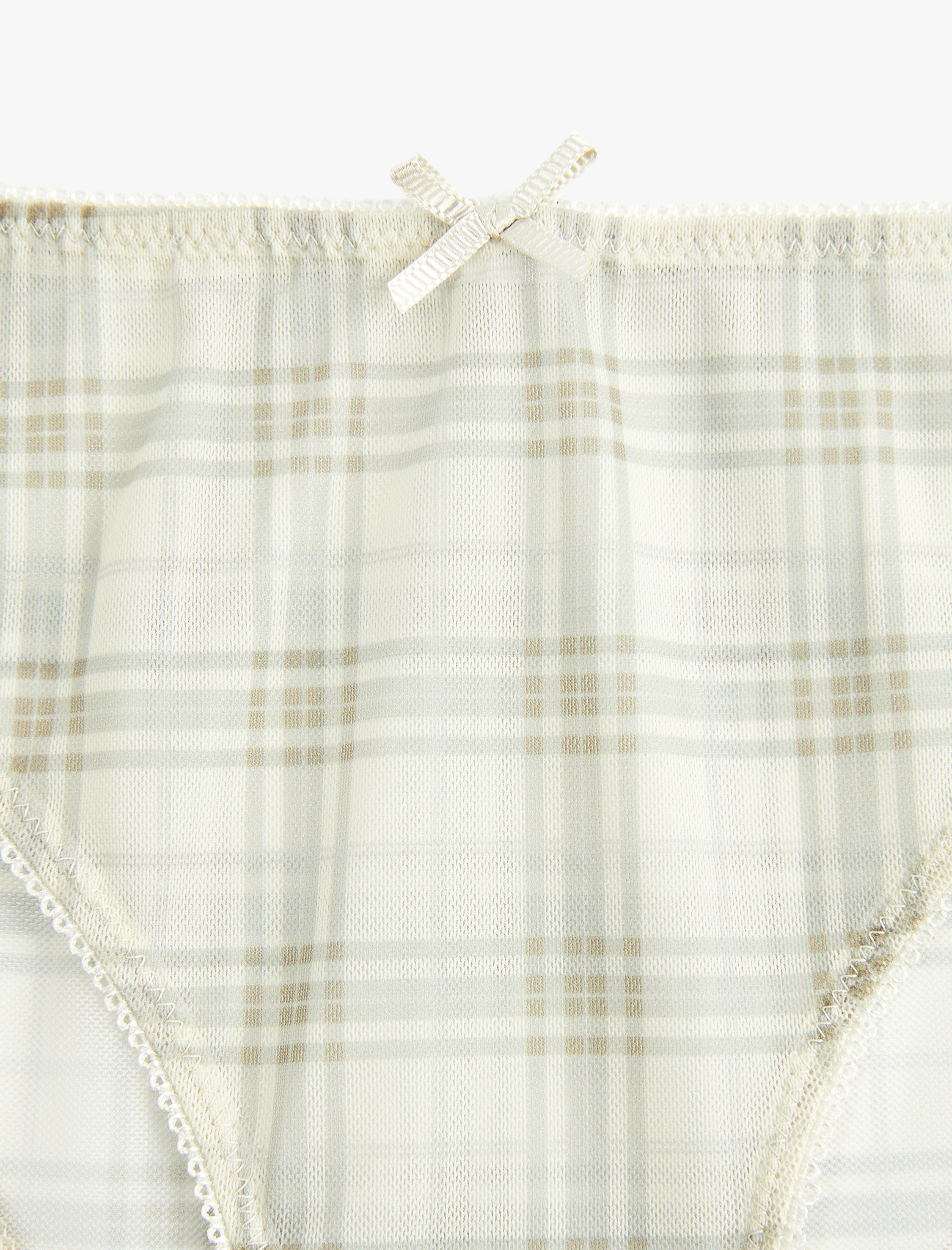 Dantel Detaylı Ekose Desenli Brazilian Külot