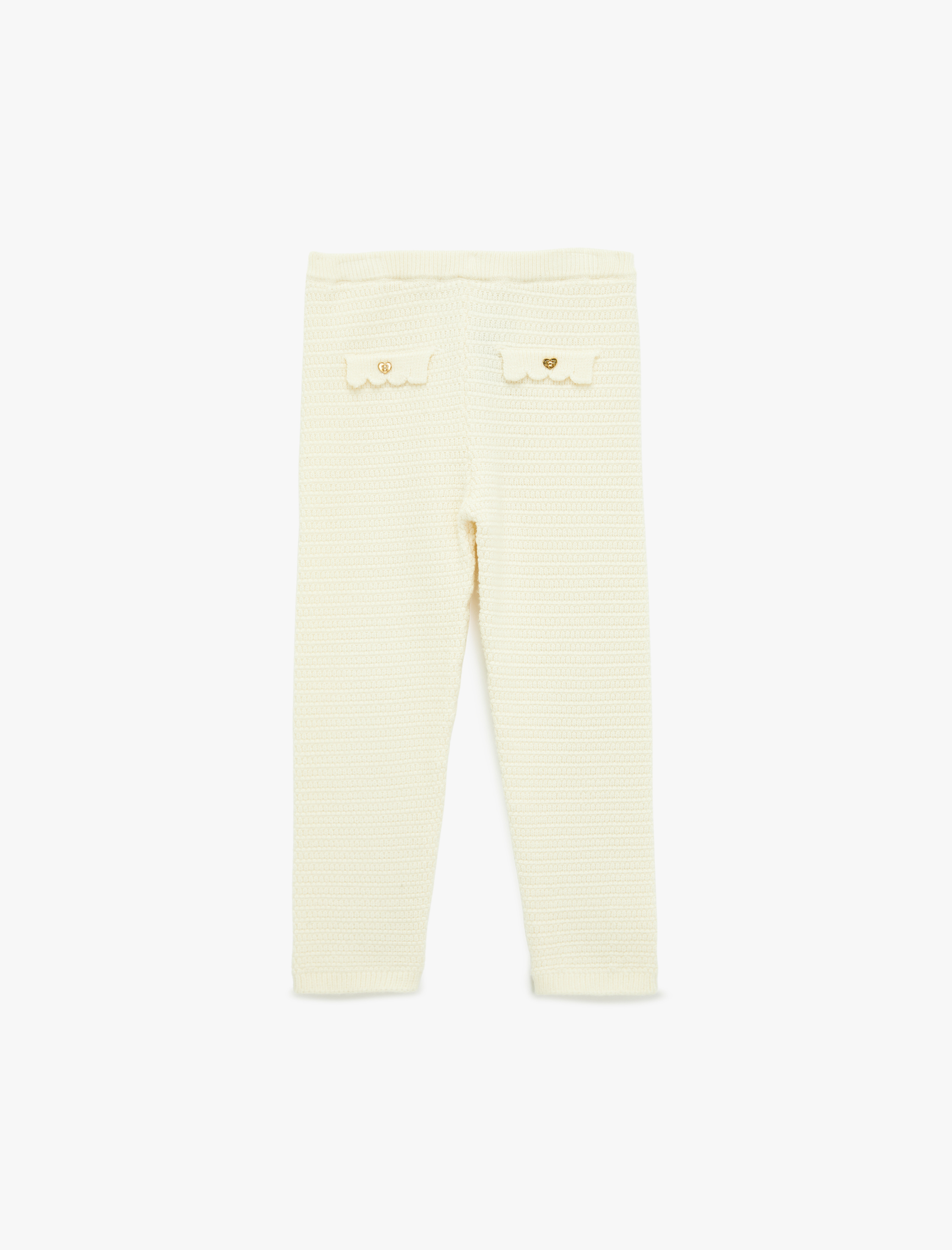  Kız Bebek Viskon Karışımlı Düğme Detaylı Triko Pantolon