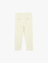 Viskon Karışımlı Düğme Detaylı Triko Pantolon