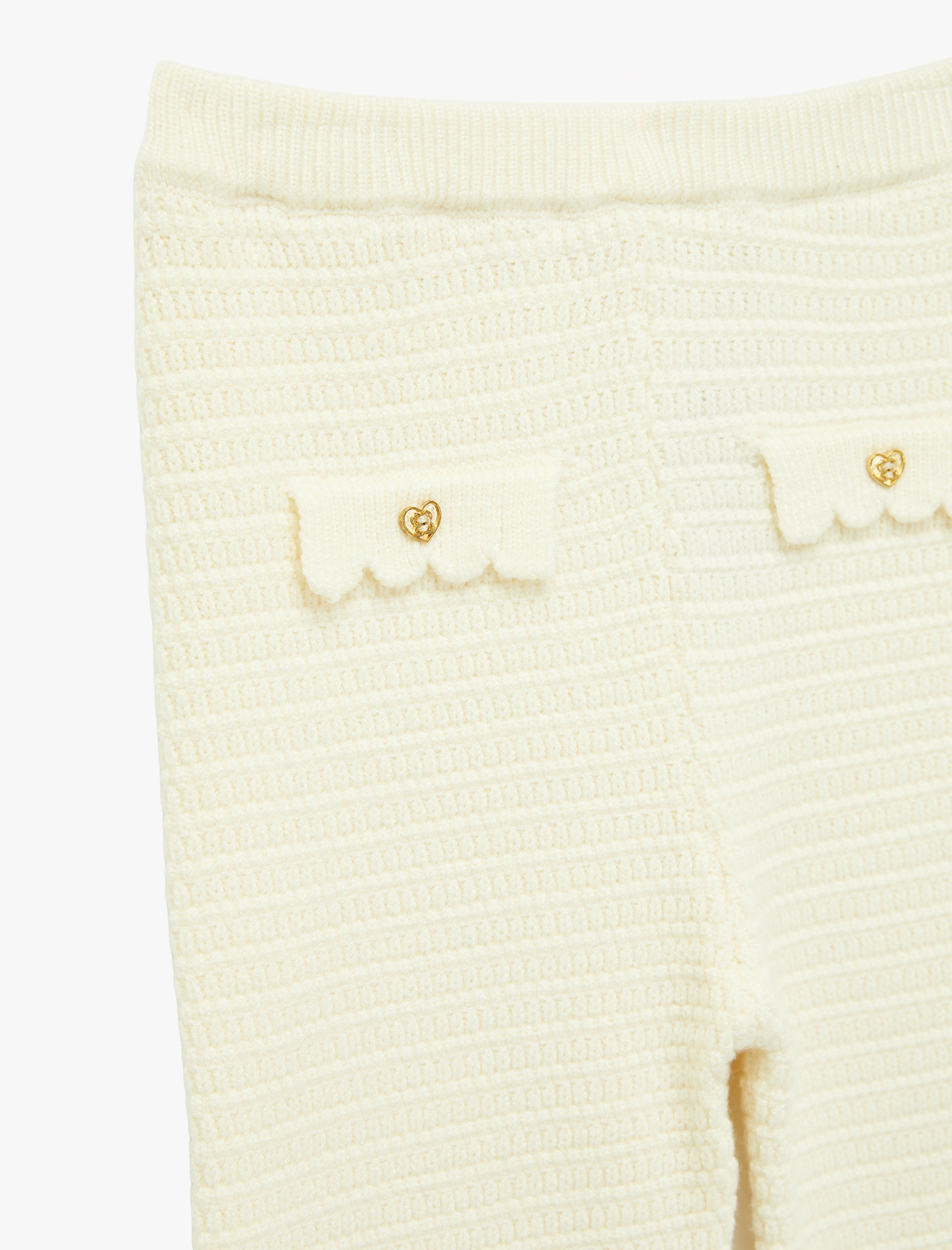  Kız Bebek Viskon Karışımlı Düğme Detaylı Triko Pantolon