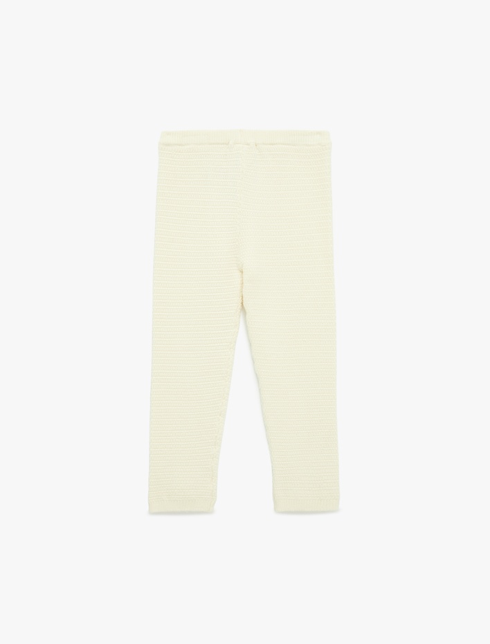 Kız Bebek Viskon Karışımlı Düğme Detaylı Triko Pantolon