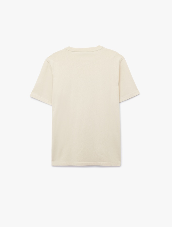  Regular Fit Kısa Kollu Pamuklu Bisiklet Yaka Baskılı Tişört