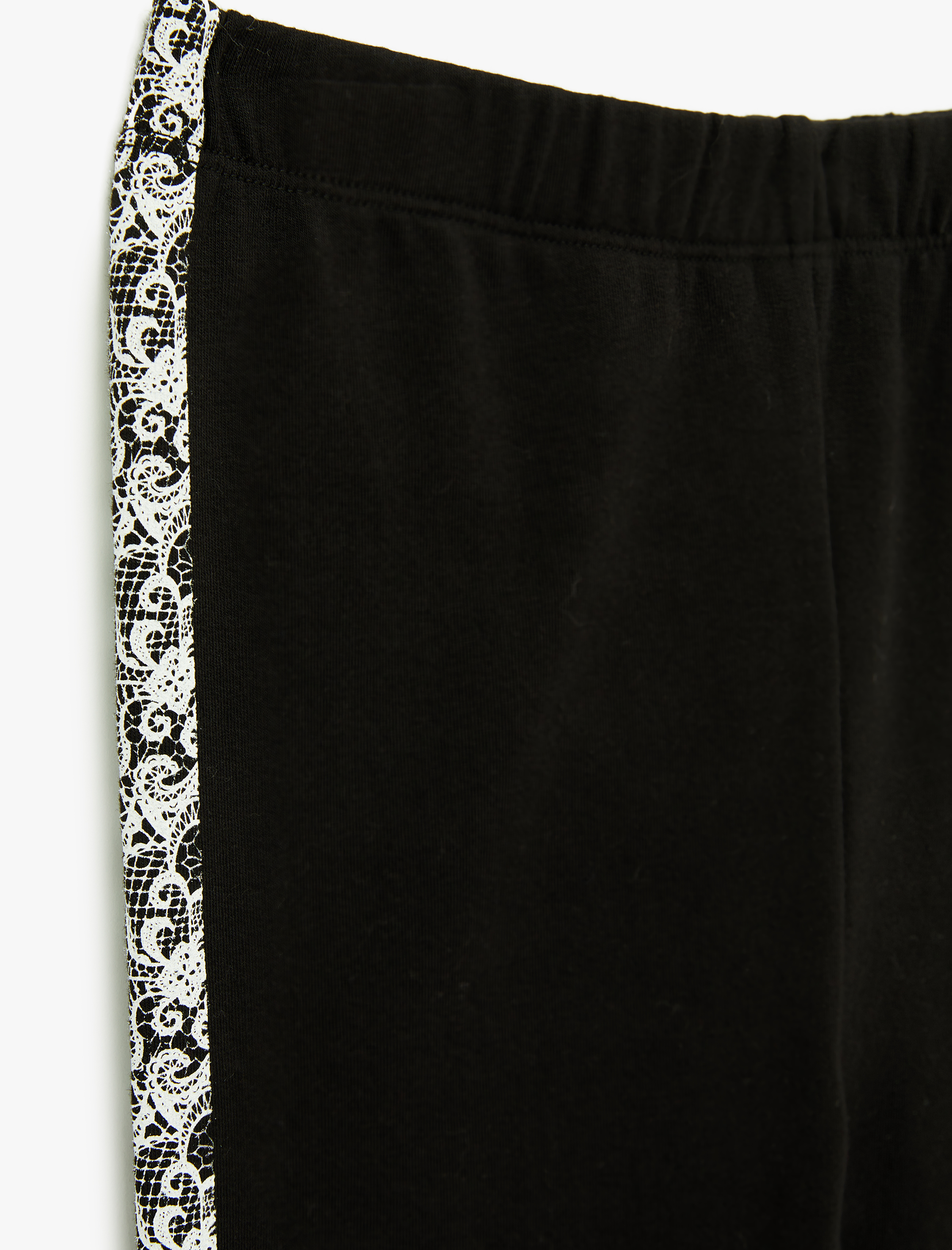  Kız Çocuk Dantel Şerit Detaylı Beli Lastikli Pamuklu Tayt