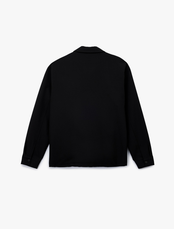  Slim Fit Uzun Kollu Gömlek Yaka Fermuarlı Bomber Ceket