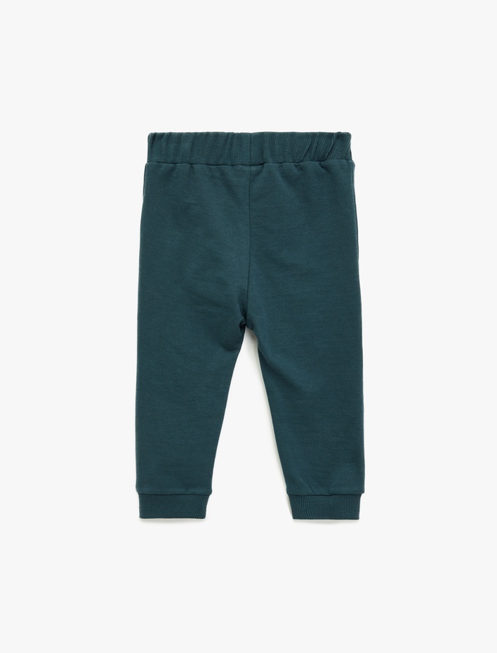 Erkek Bebek Pamuklu Dinozor Baskılı Beli Bağcıklı Jogger Eşofman Altı