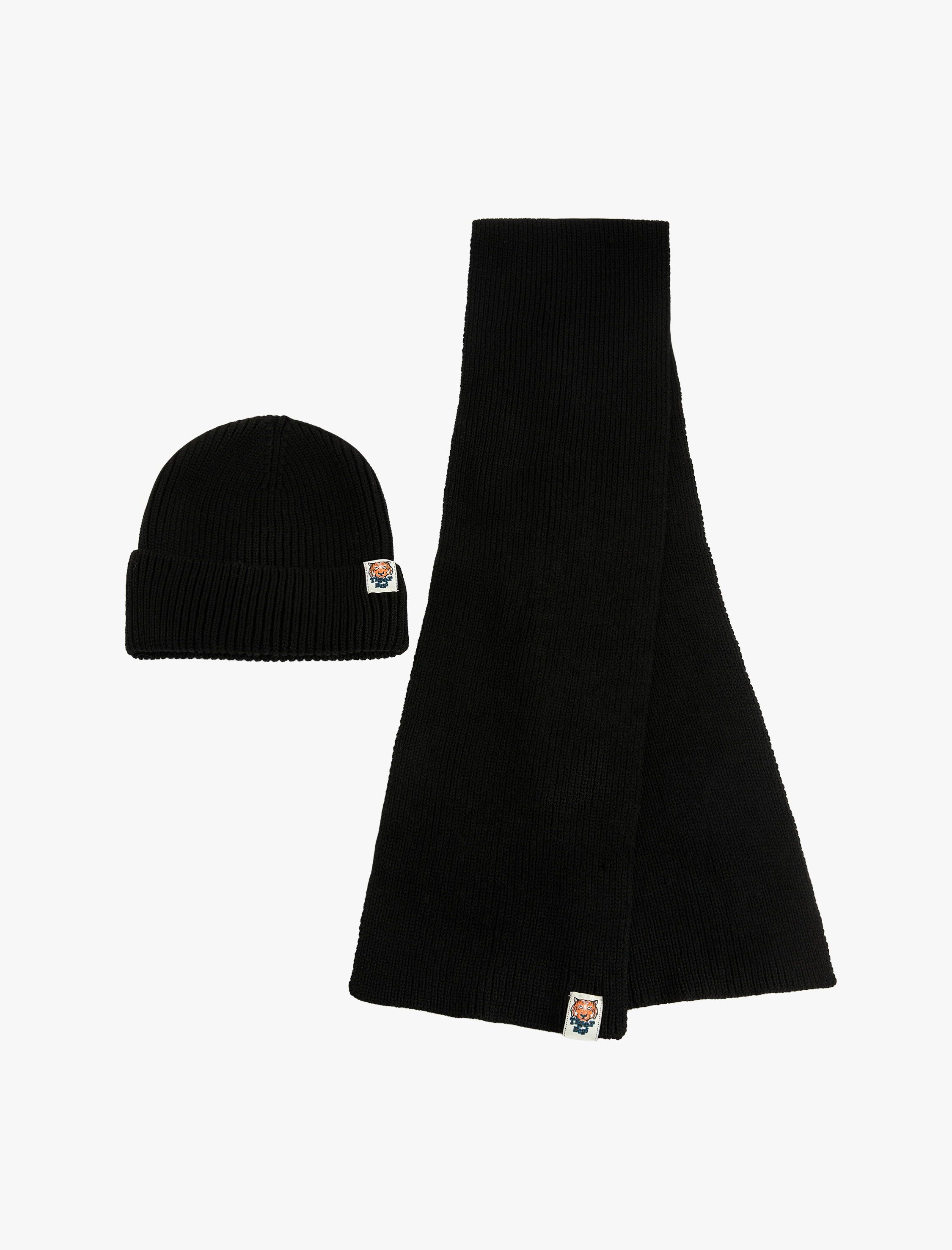  Erkek Çocuk Kaplan Detaylı Triko 2'li Atkı ve Bere Seti