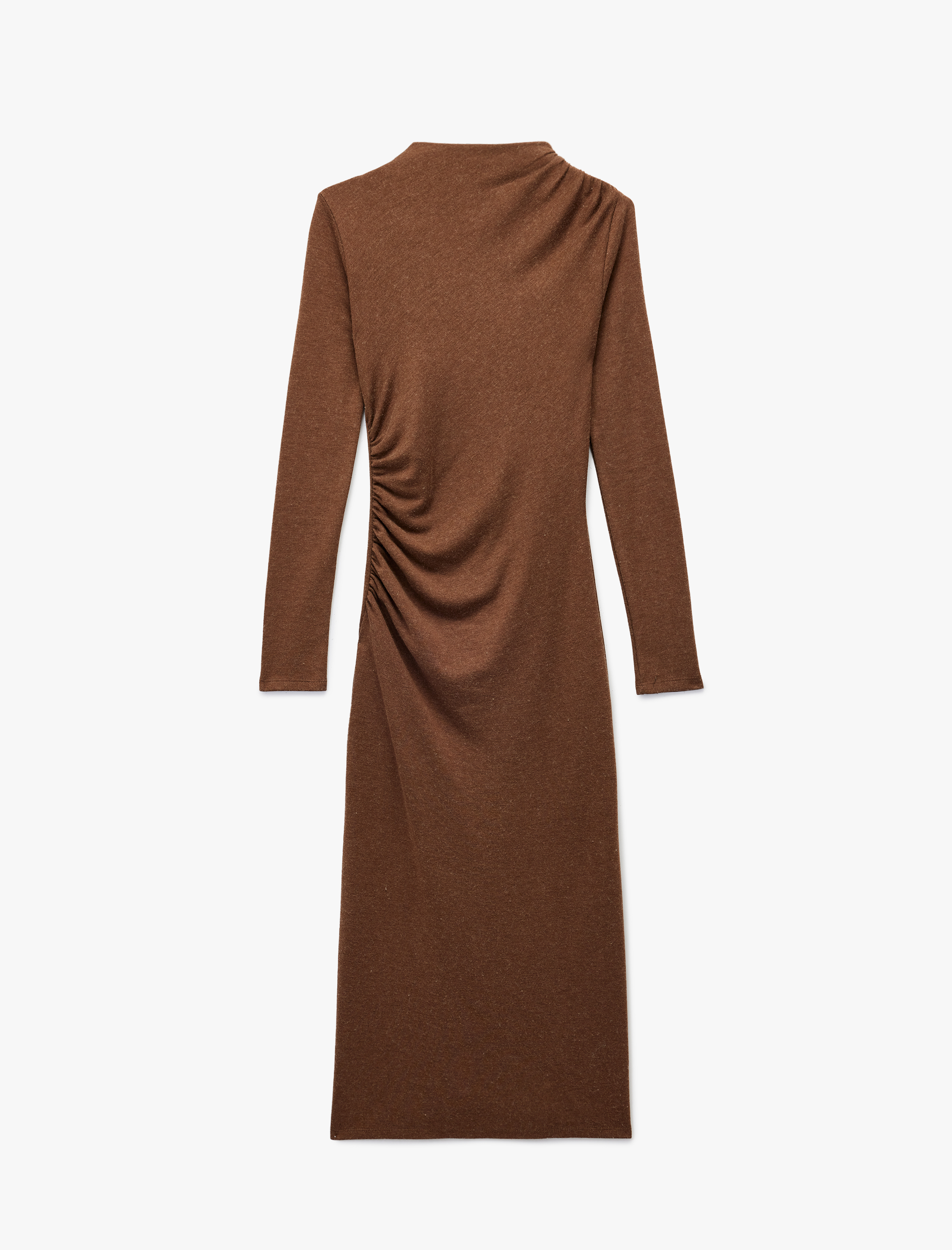   Koton X Sibil Çetinkaya - Uzun Kollu Dik Yaka Drape Detaylı Slim Fit Midi Boy Kalem Elbise