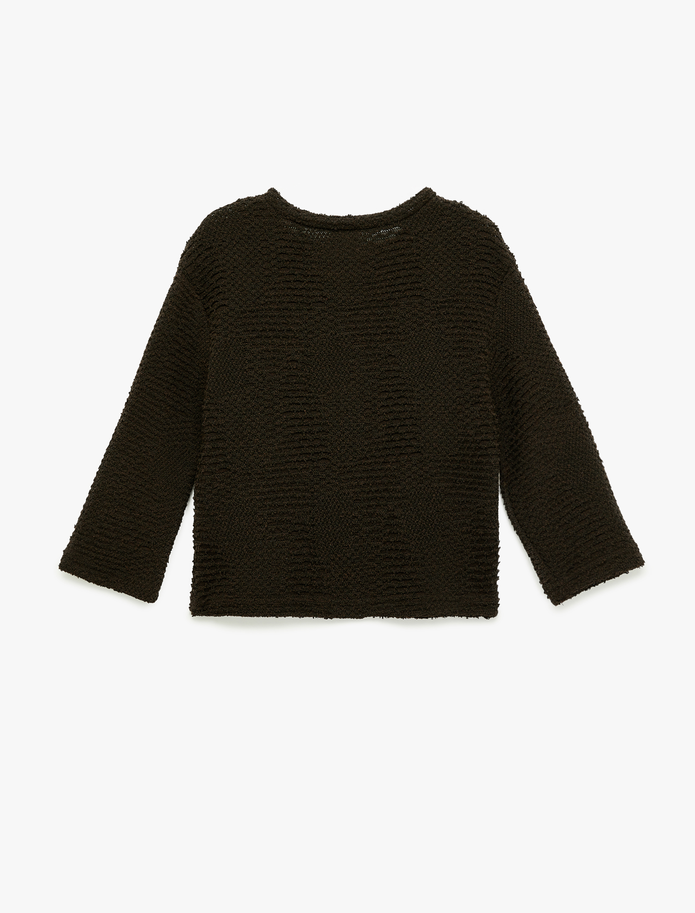  Kız Çocuk Bisiklet Yaka 3/4 Kollu Dokulu Sweatshirt