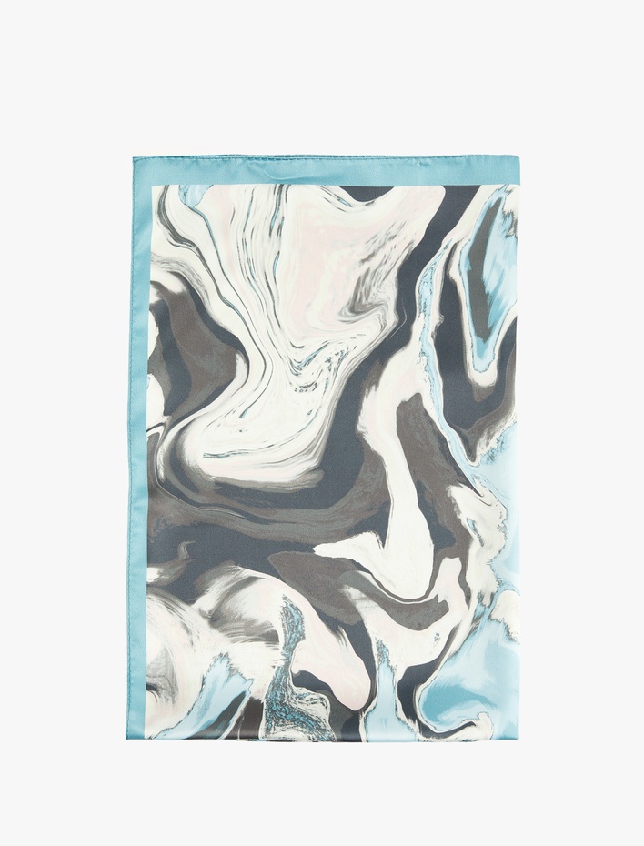 Kadın Soyut Desenli Saten Kare Şal