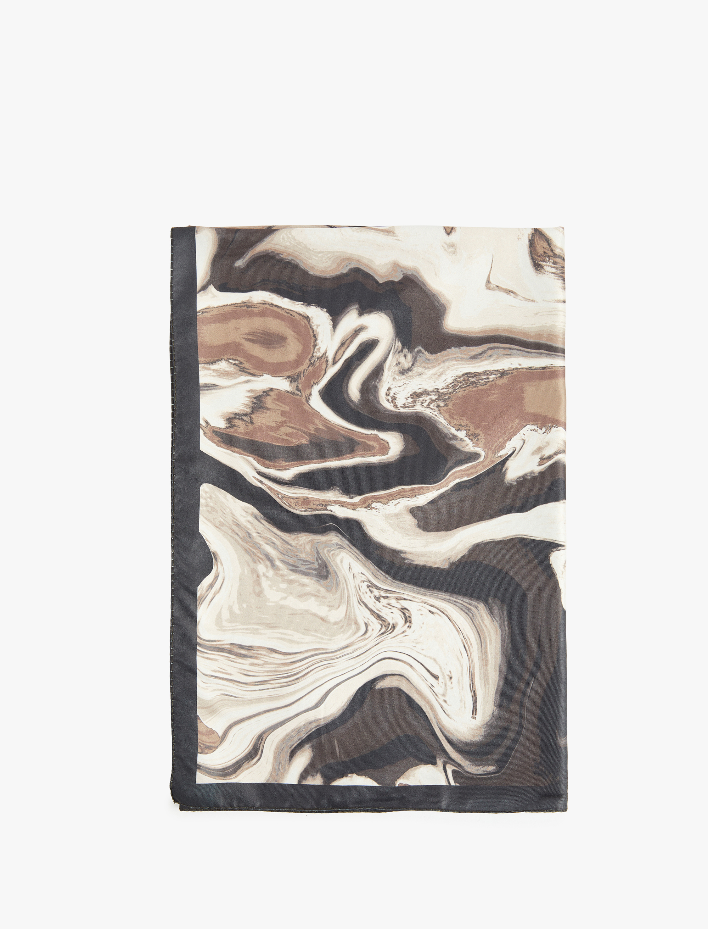  Kadın Soyut Desenli Saten Kare Şal