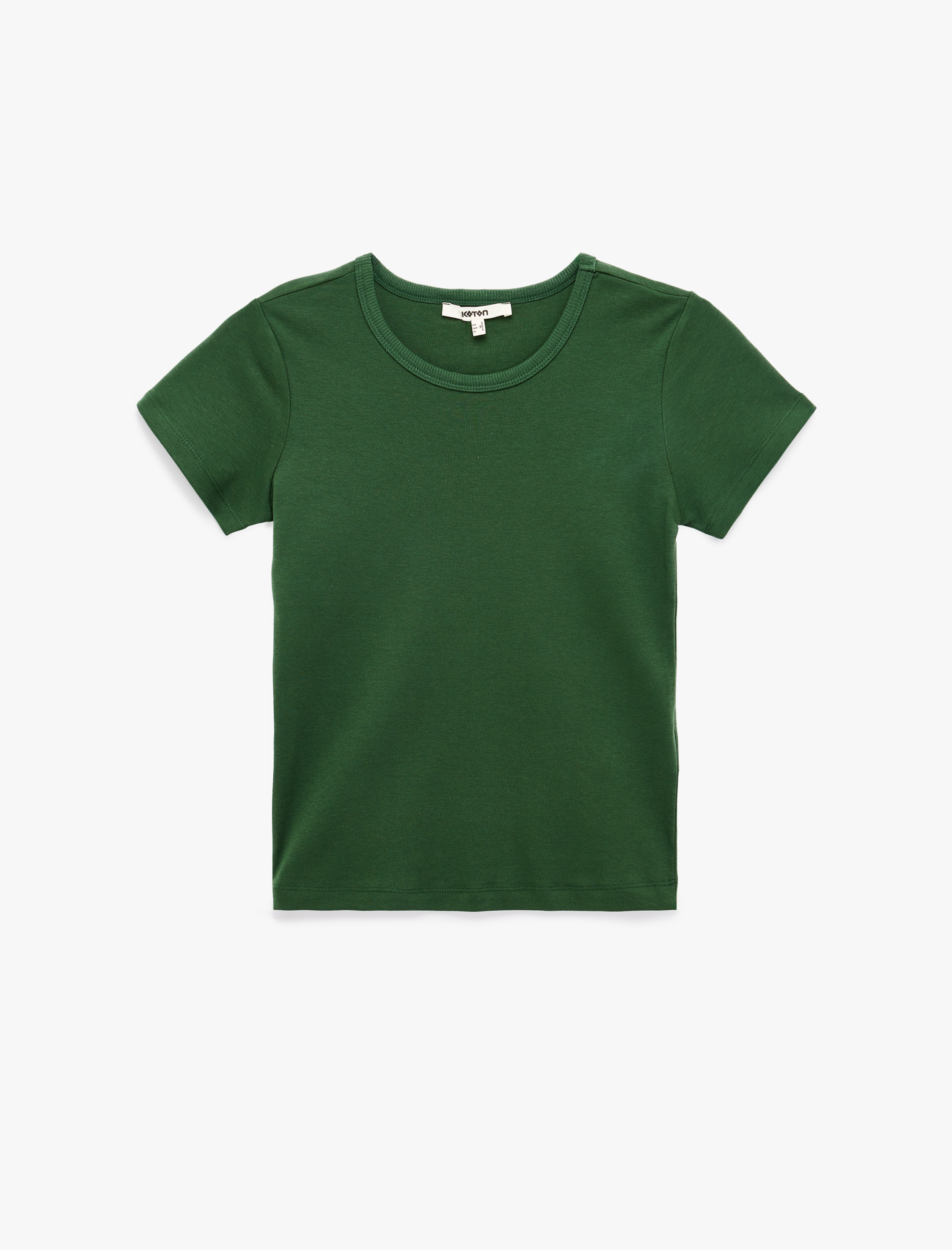   Pamuklu Kısa Kollu Bisiklet Yaka Basic Tişört