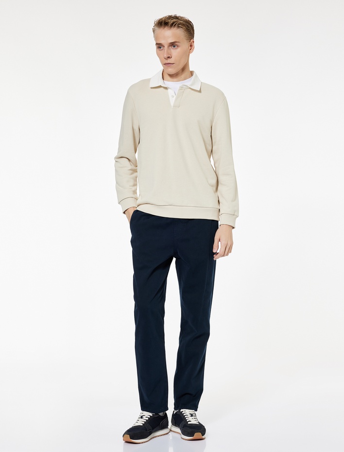  Pamuklu Cep Detaylı Beli Bağcıklı Pantolon