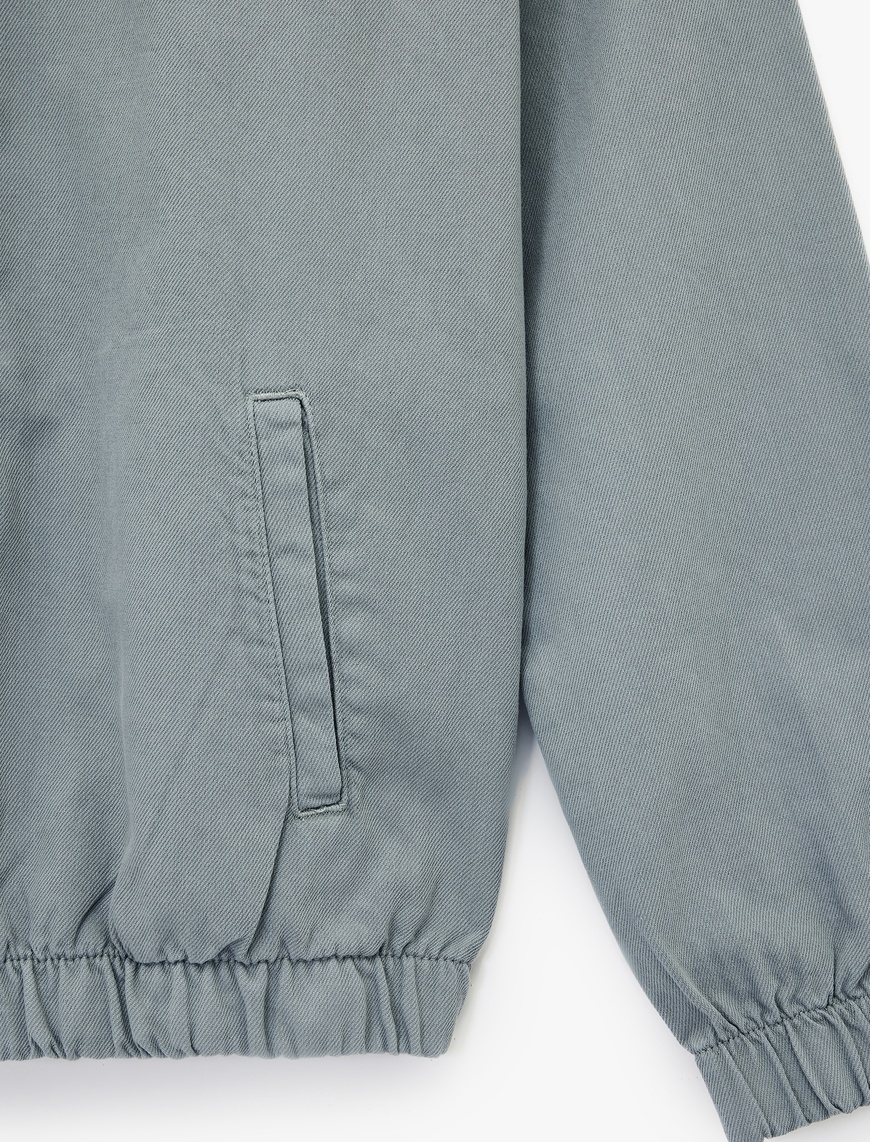   Pamuklu Cepli Uzun Kollu Fermuarlı Oversize Kapşonlu Jean Ceket