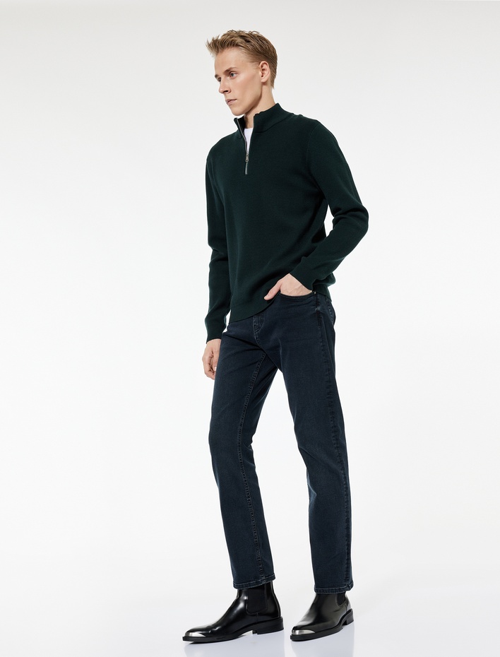  Cepli Straight Fit Düz Paça Jean Pantolon - Straight Fit Mark Jeans