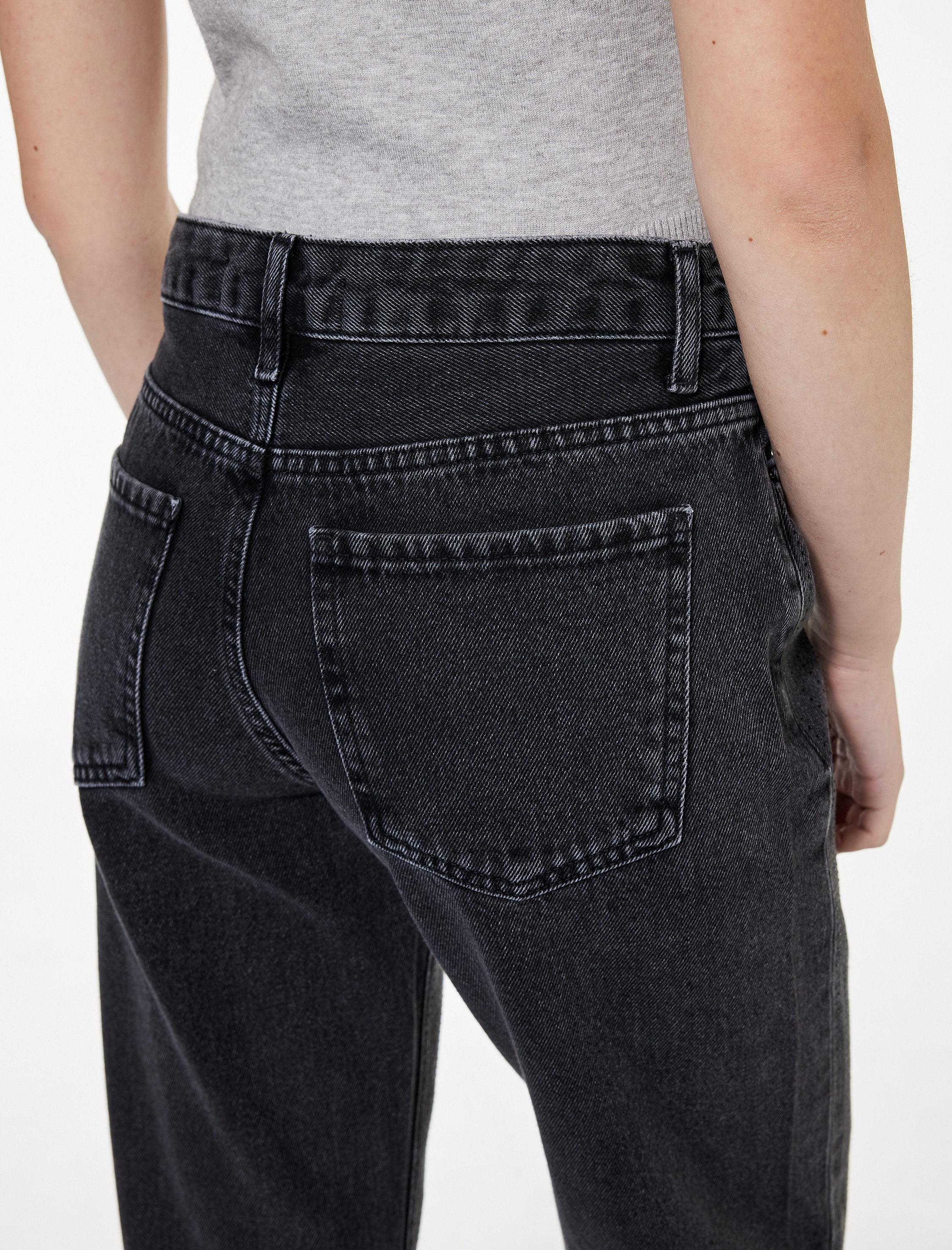   Normal Bel Düz Paça Pamuklu Taşlı Jean Pantolon - Straight Jeans