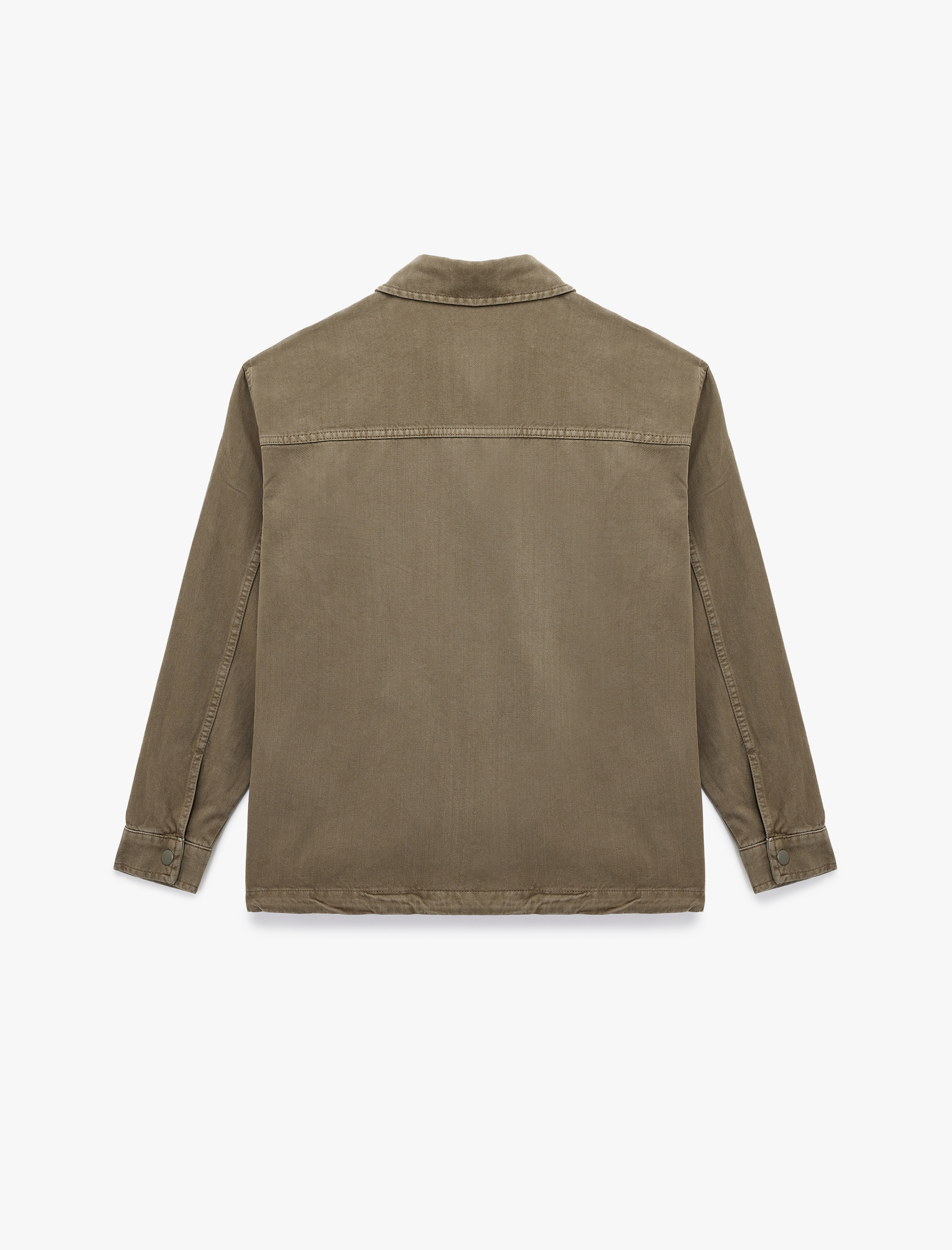   Pamuklu Cepli Bel Detaylı Gömlek Yaka Düğmeli Yıkamalı Oversize Jean Ceket