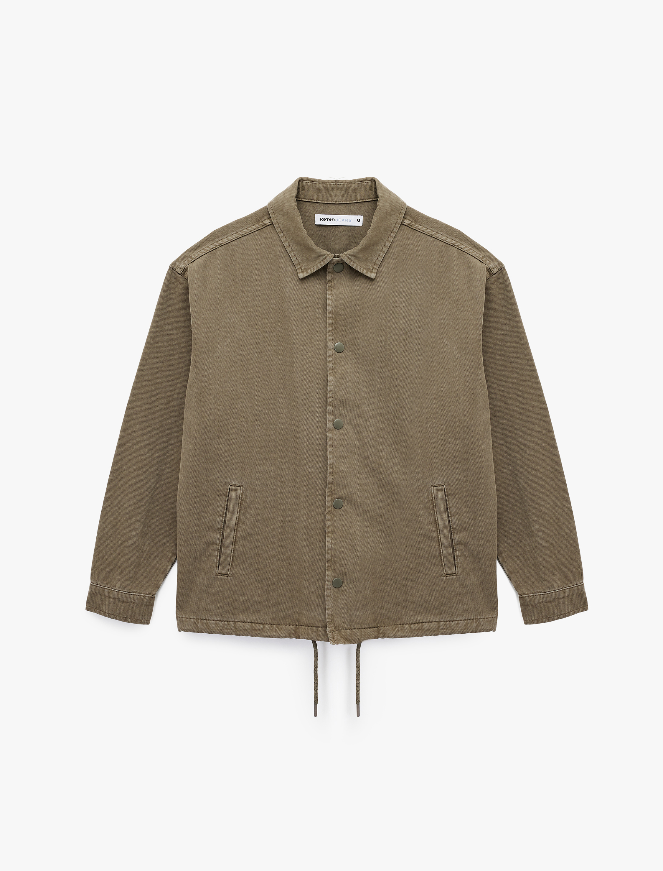   Pamuklu Cepli Bel Detaylı Gömlek Yaka Düğmeli Yıkamalı Oversize Jean Ceket