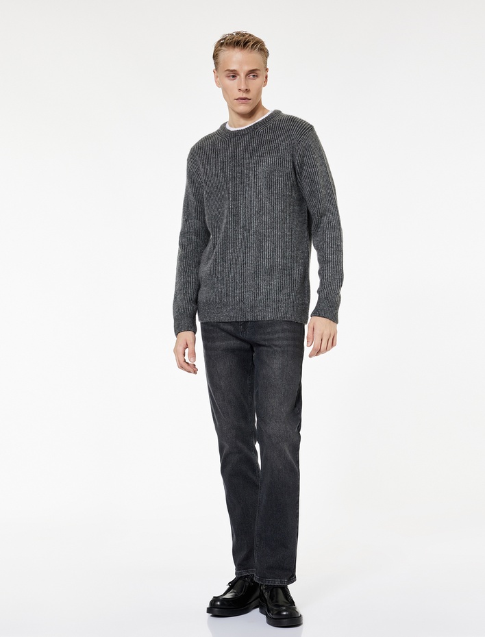  Uzun Kollu Bisiklet Yaka Triko Kazak