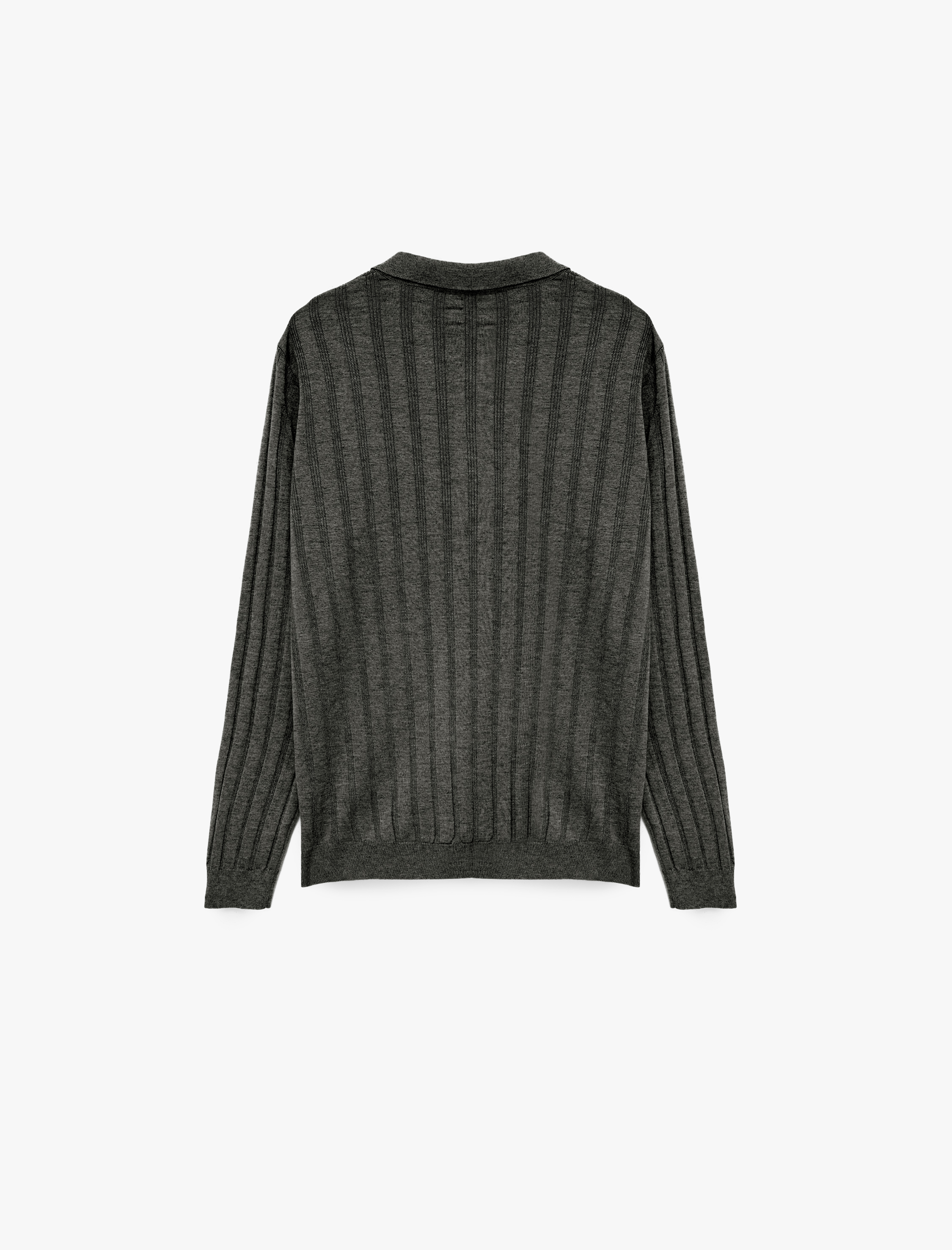   Polo Yaka Düğme Detaylı Uzun Kollu Kışlık Triko Kazak