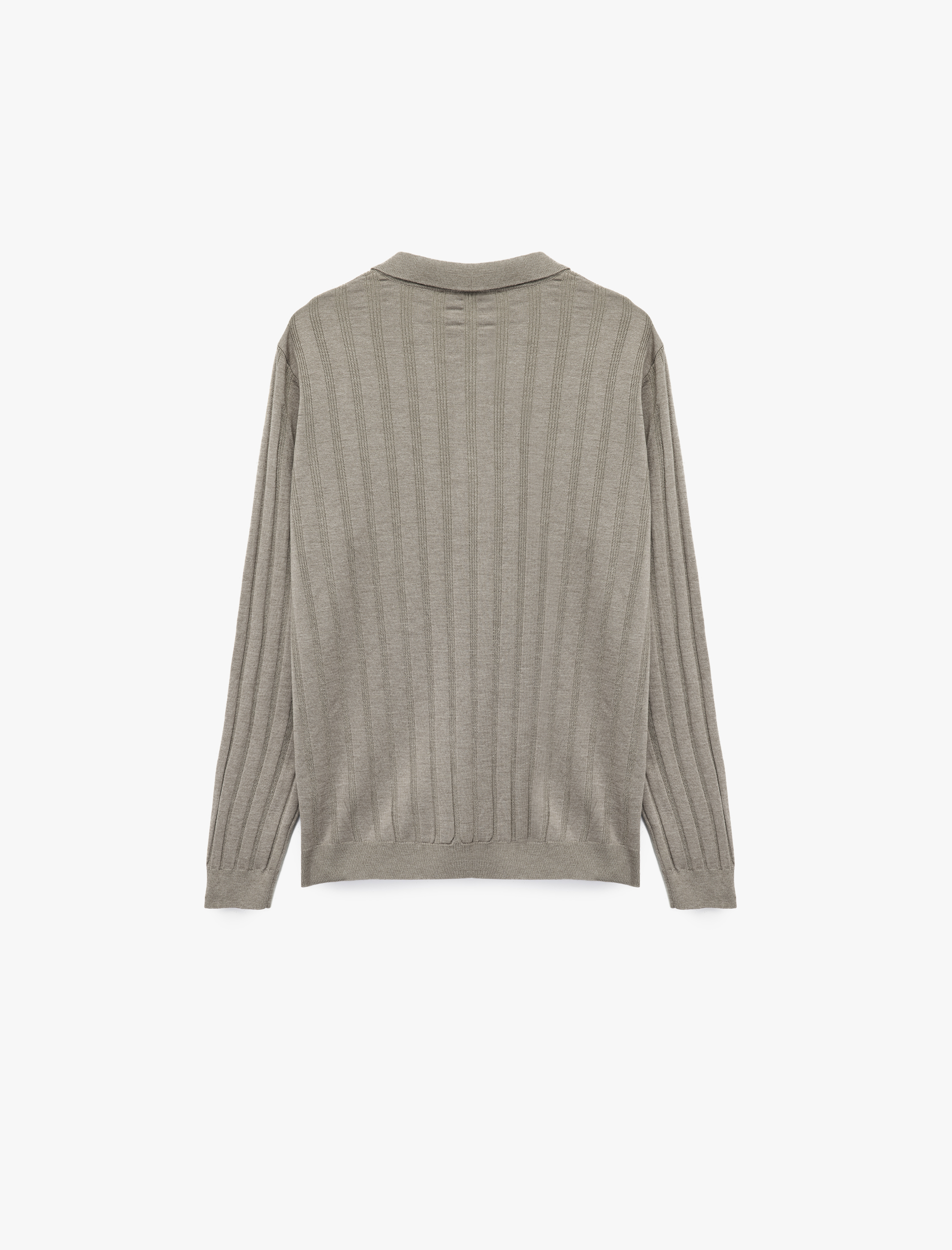 Polo Yaka Düğme Detaylı Uzun Kollu Triko Kazak