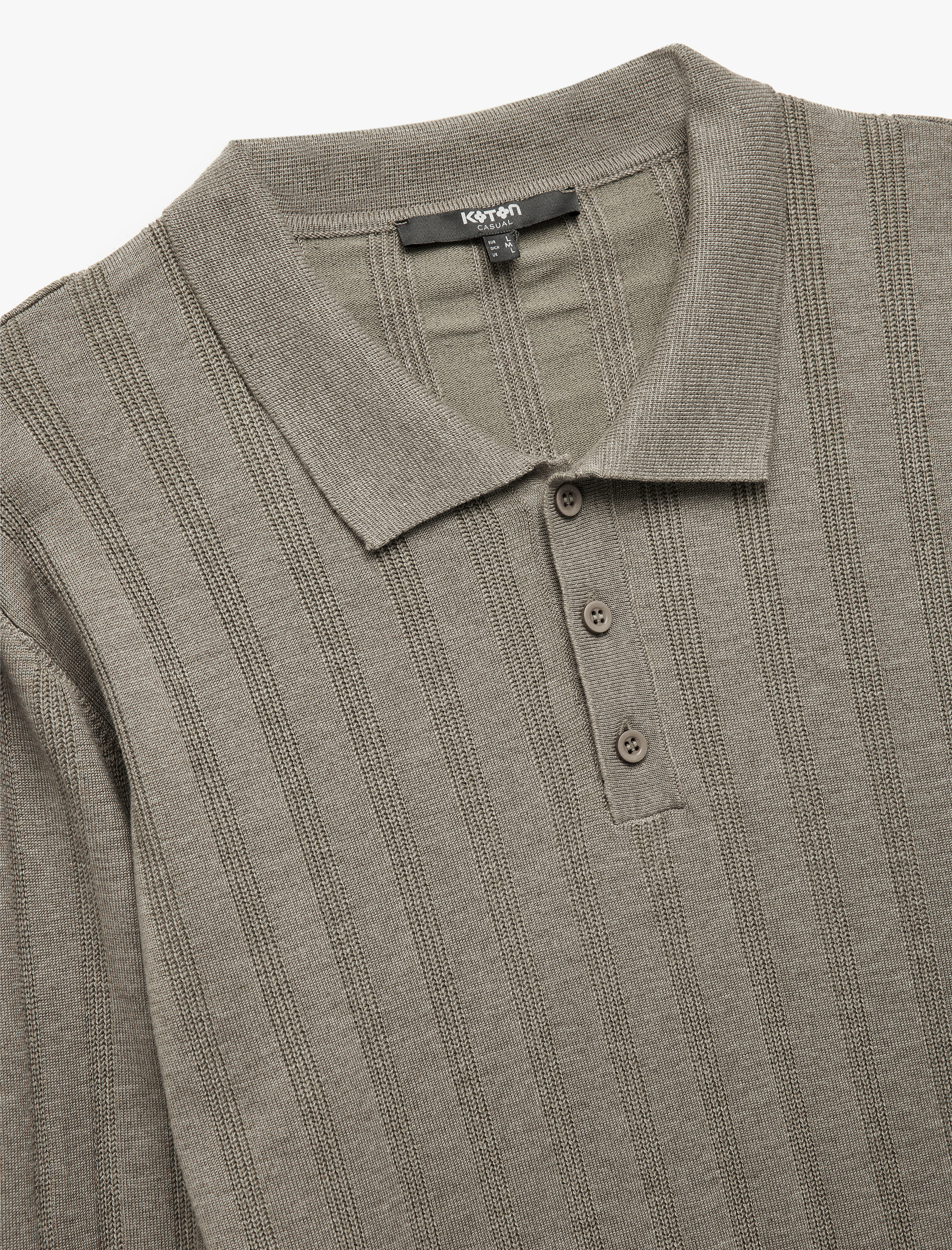 Polo Yaka Düğme Detaylı Uzun Kollu Triko Kazak