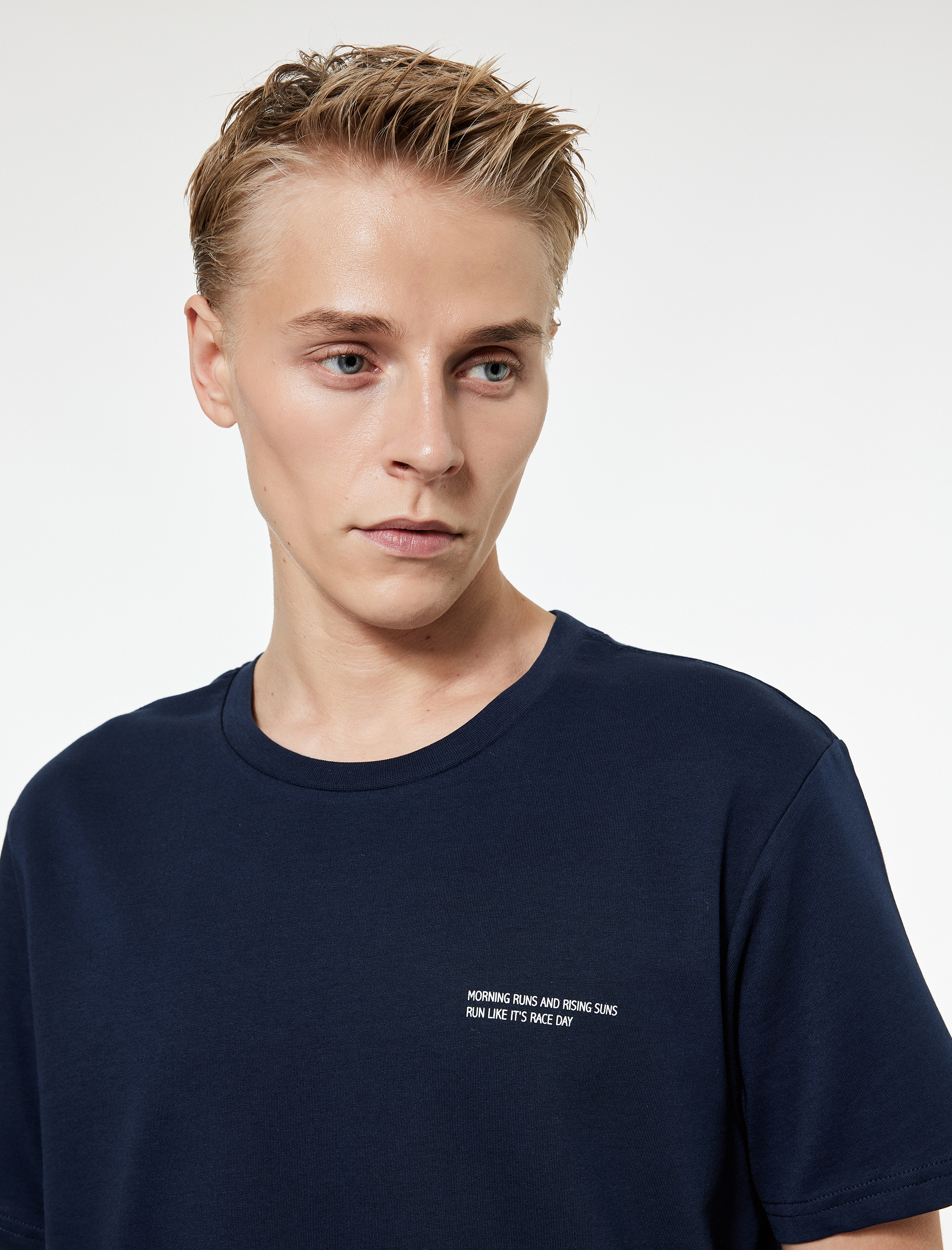   Regular Fit Kısa Kollu Bisiklet Yaka Baskılı Pamuklu Spor Tişört