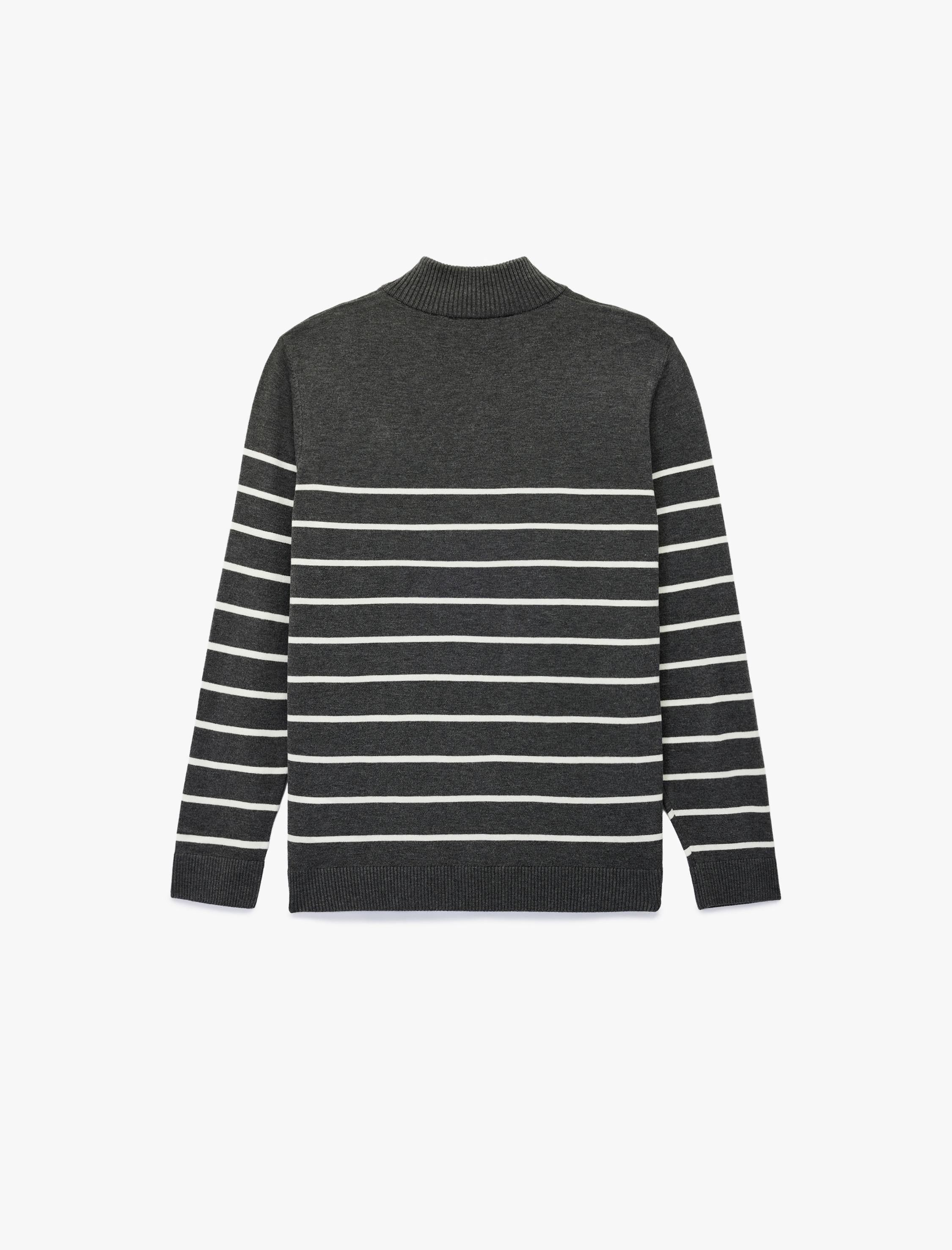   Regular Fit Uzun Kollu Basic Yarım Fermuarlı Triko Kazak