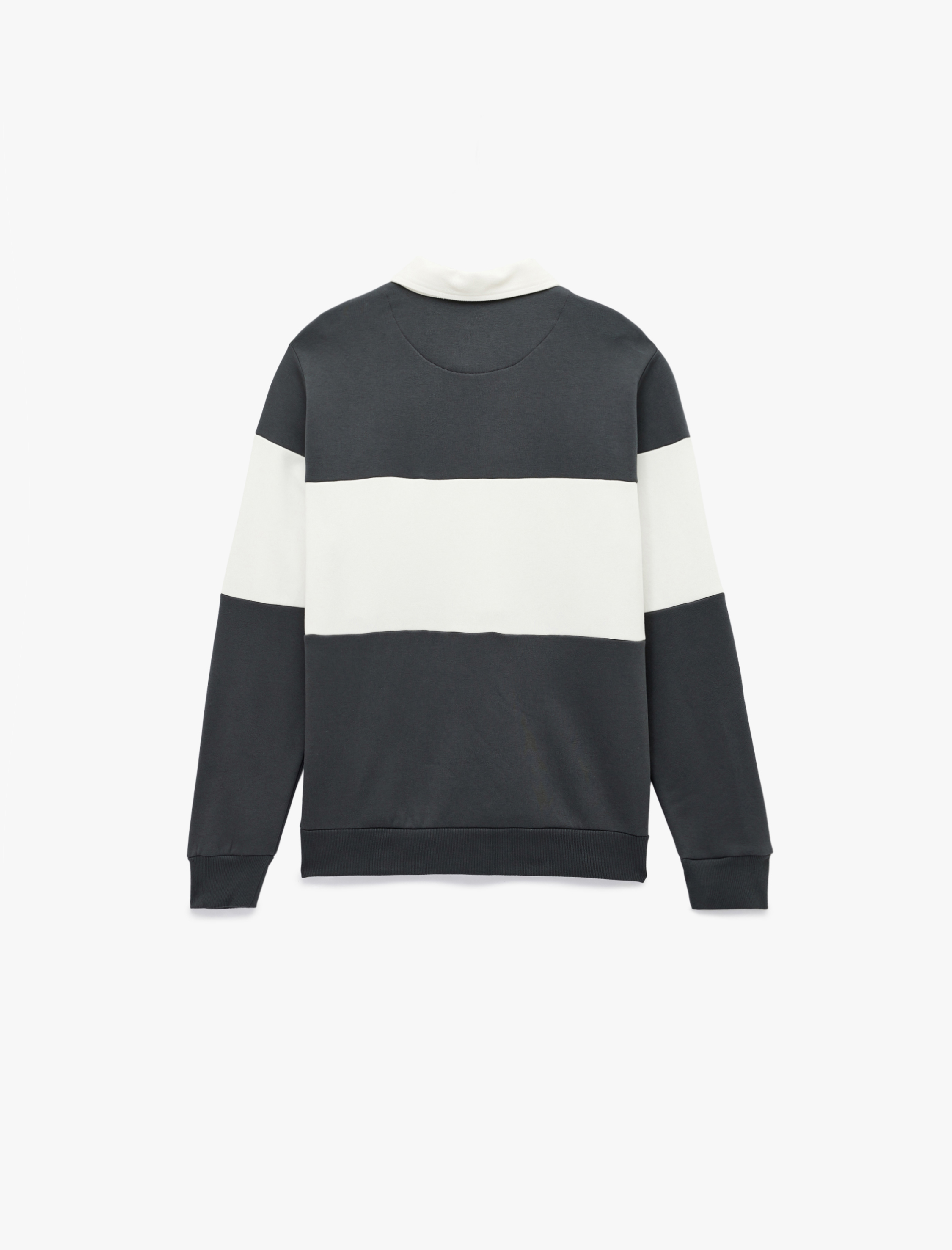 Şardonlu Uzun Kollu Renk Bloklu Nakışlı Polo Yaka Sweatshirt