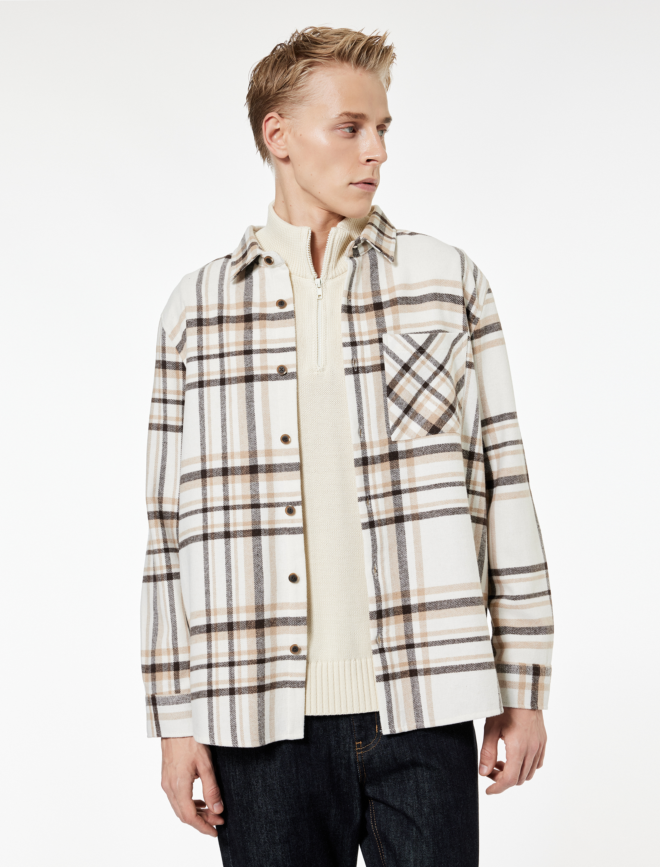   Uzun Kollu Klasik Yaka Regular Fit Cep Detaylı Oduncu Gömlek