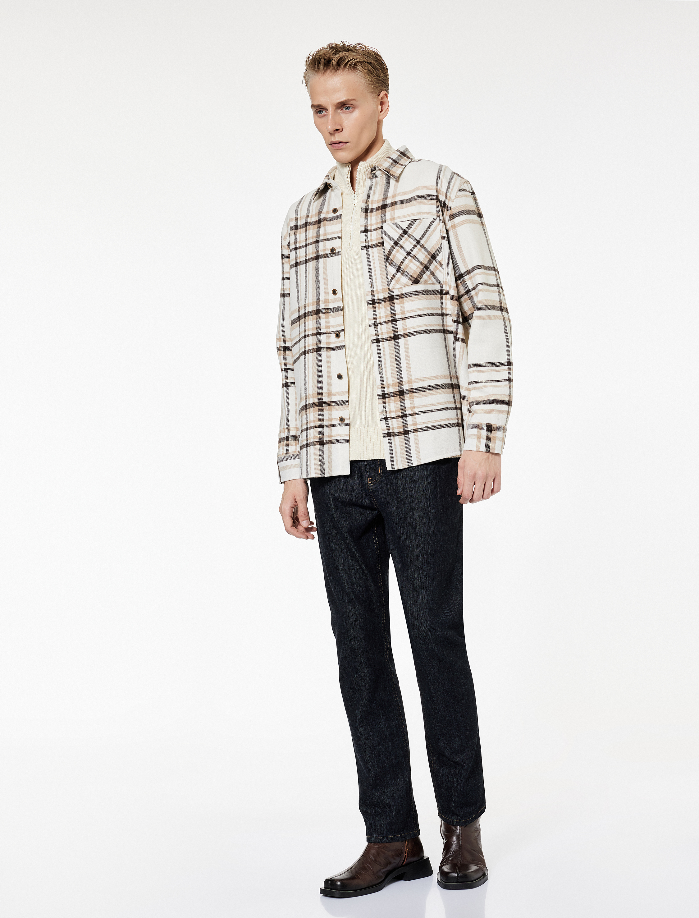   Uzun Kollu Klasik Yaka Regular Fit Cep Detaylı Oduncu Gömlek