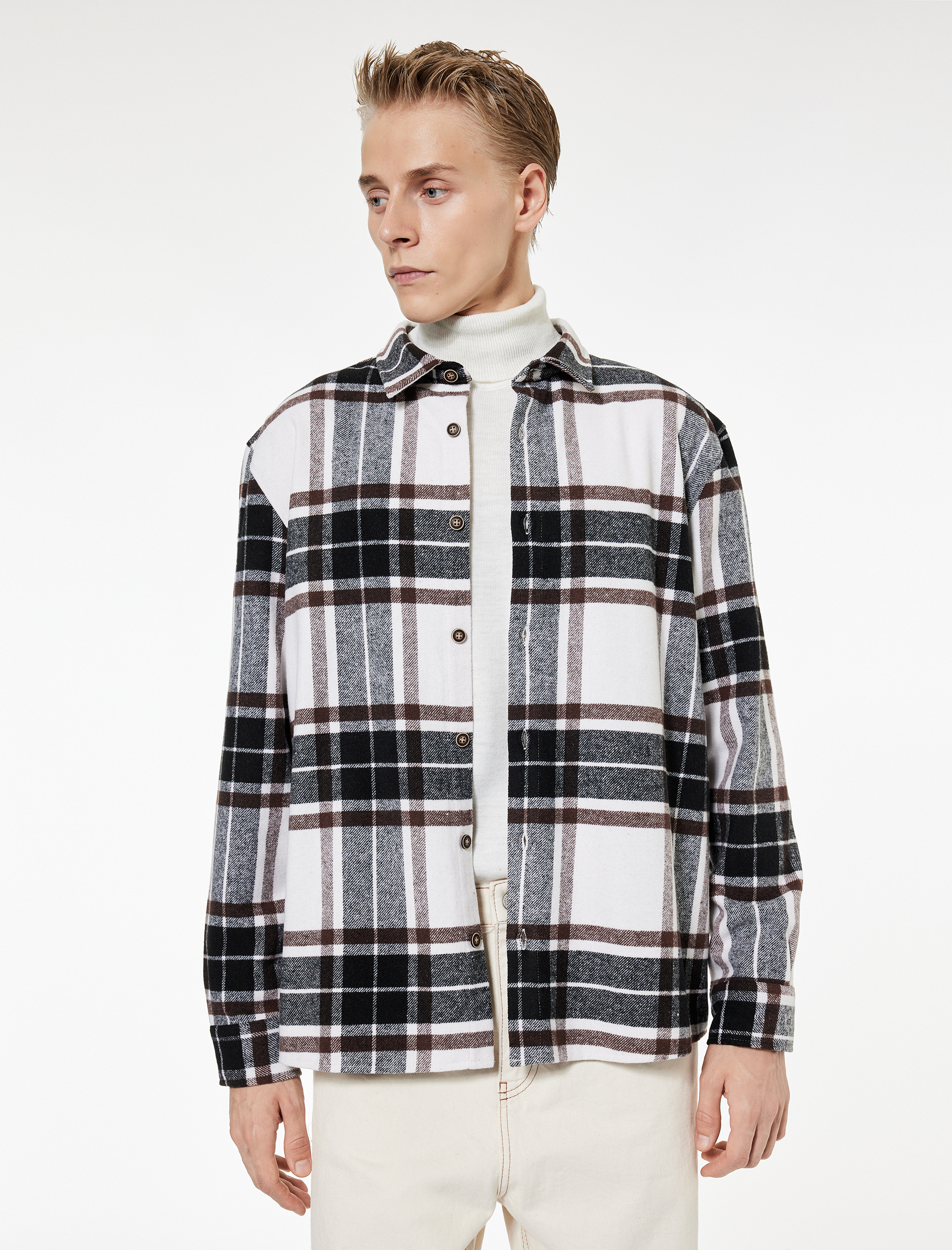   Regular Fit Uzun Kollu Klasik Yaka Oduncu Gömleği