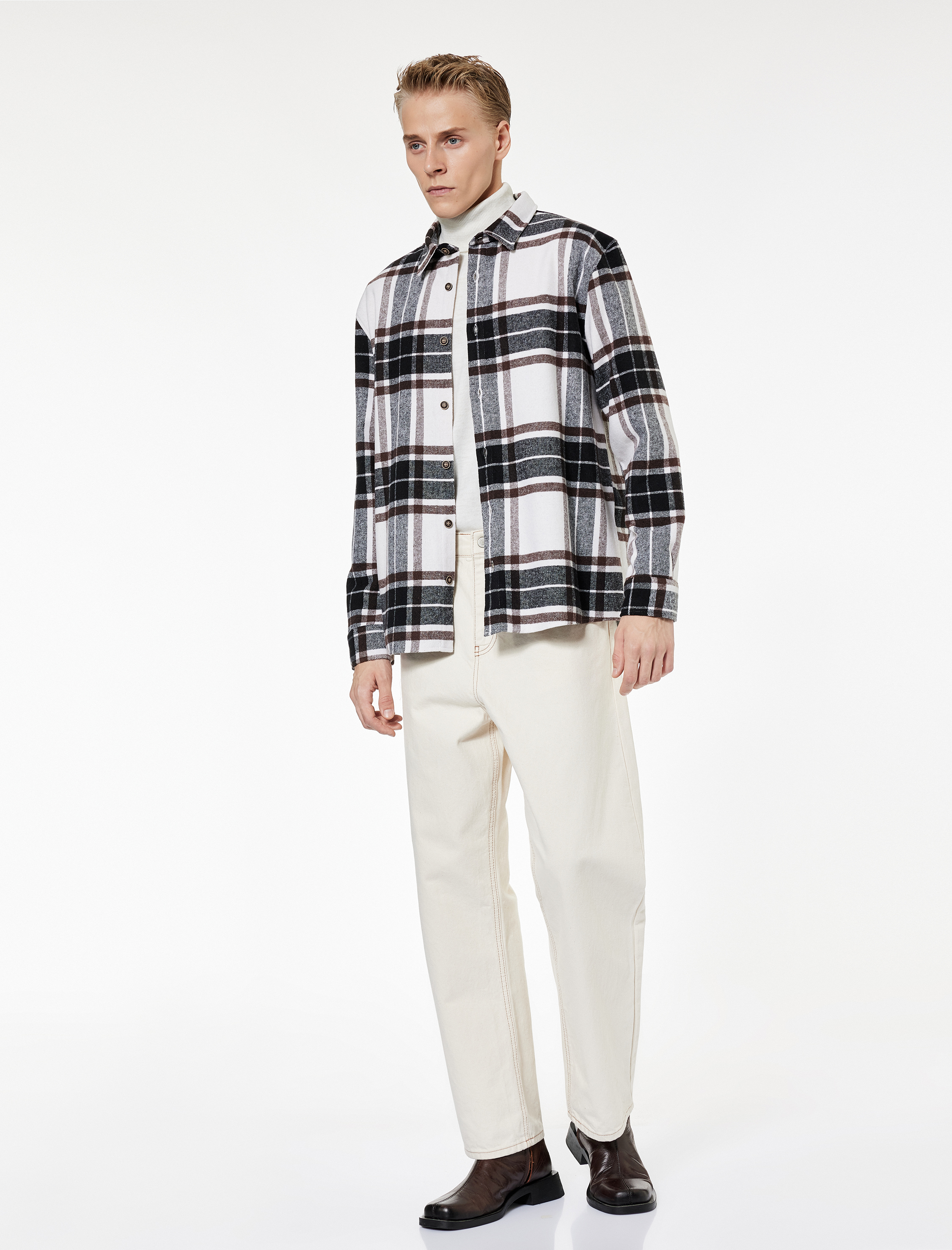   Regular Fit Uzun Kollu Klasik Yaka Oduncu Gömleği