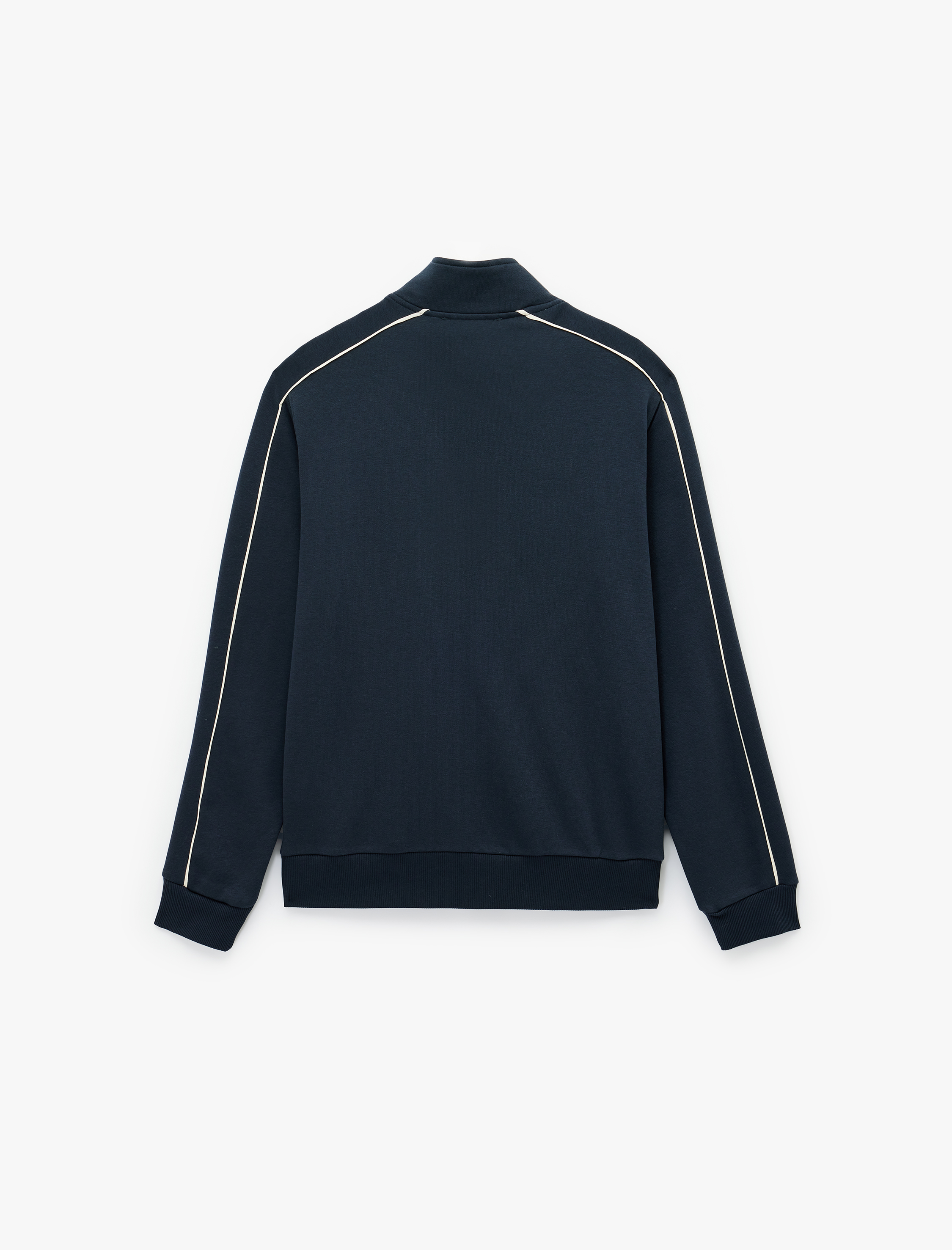   Uzun Kollu Kolej Nakışlı Renk Kontrastlı Şardonlu Yarım Fermuarlı Sweatshirt