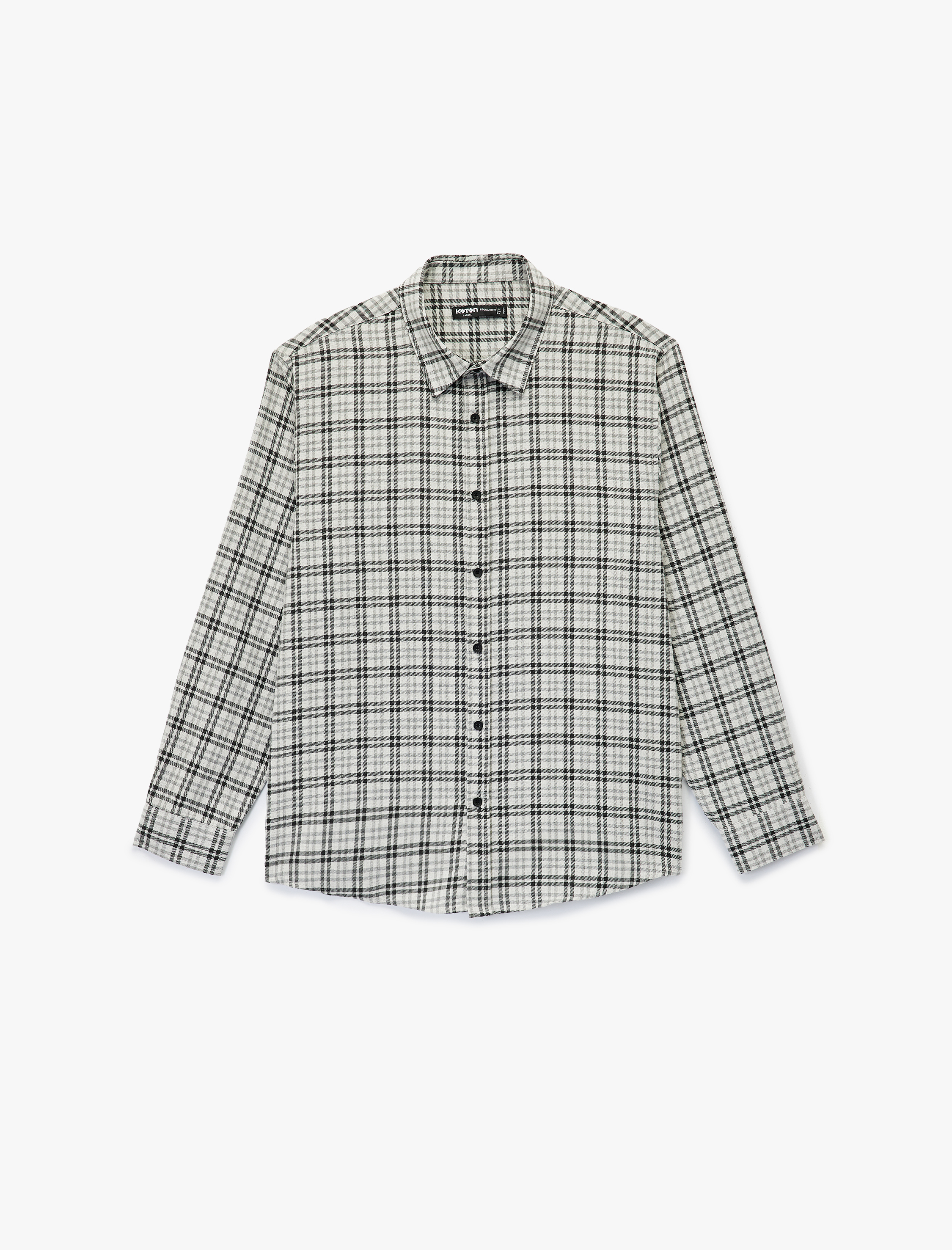   Regular Fit Uzun Kollu Düğmeli Klasik Yaka Kareli Gömlek