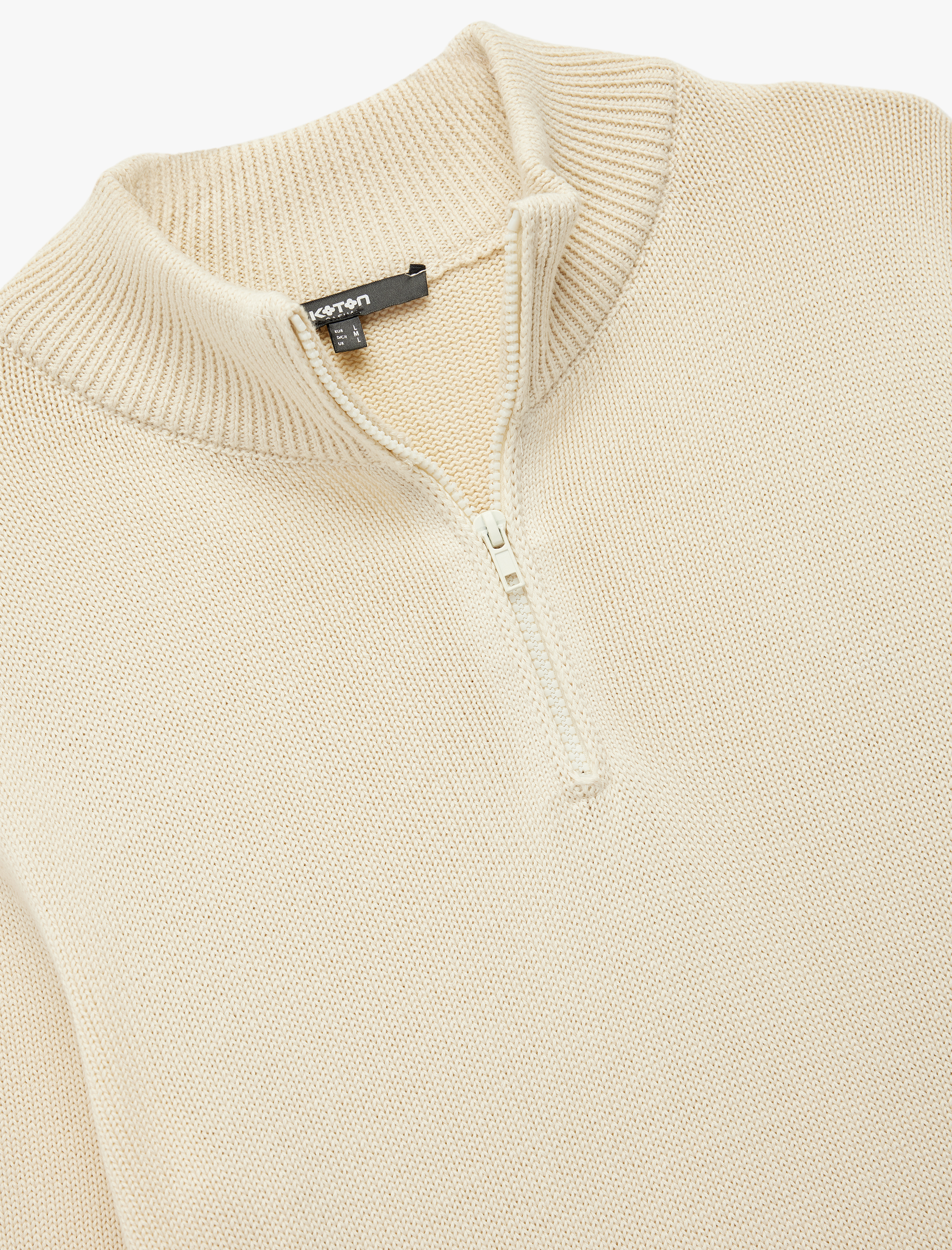   Pamuklu Uzun Kollu Yarım Fermuarlı Triko Kazak