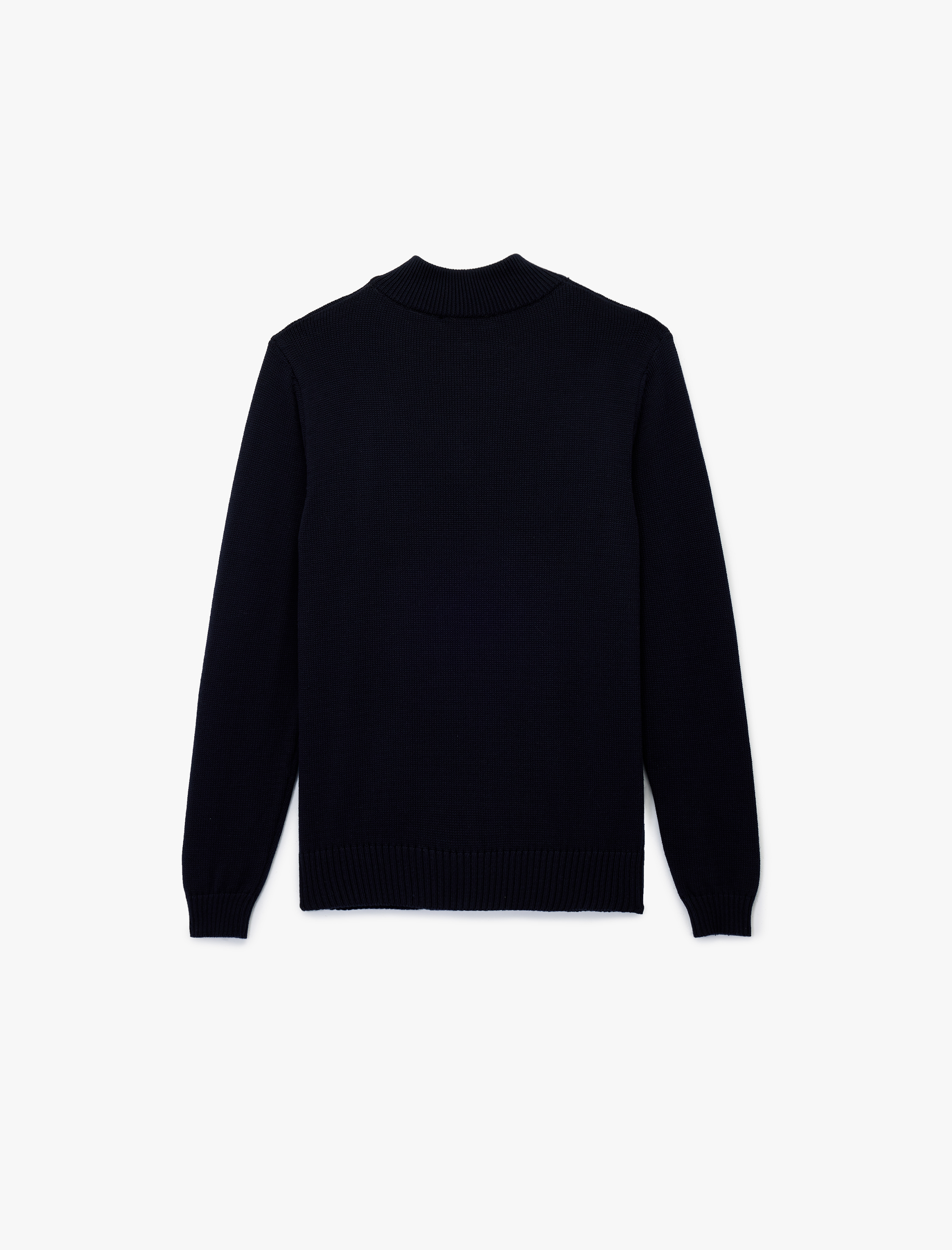   Pamuklu Uzun Kollu Yarım Fermuarlı Triko Kazak