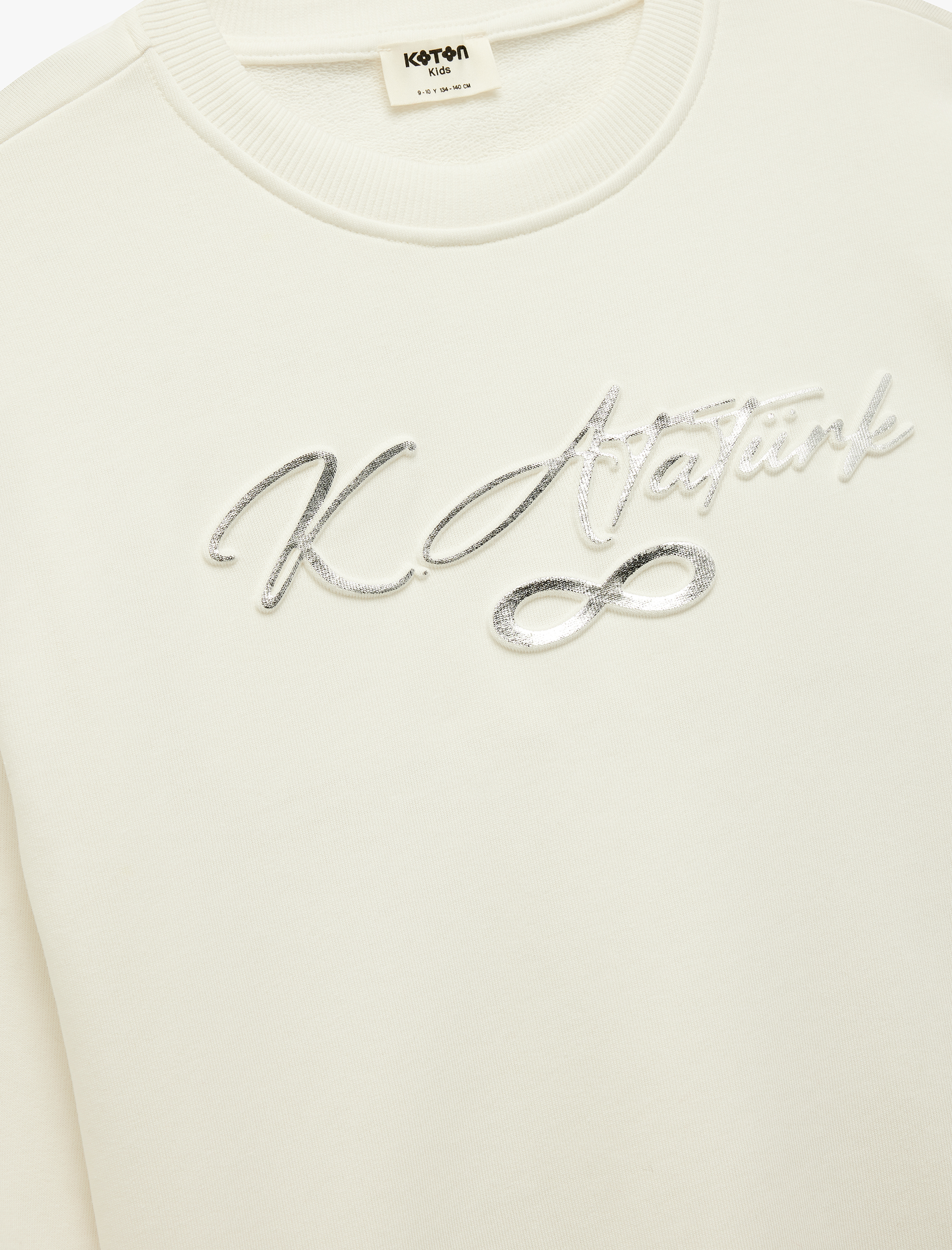  Kız Çocuk Uzun Kollu Bisiklet Yaka Atatürk Baskılı Sweatshirt