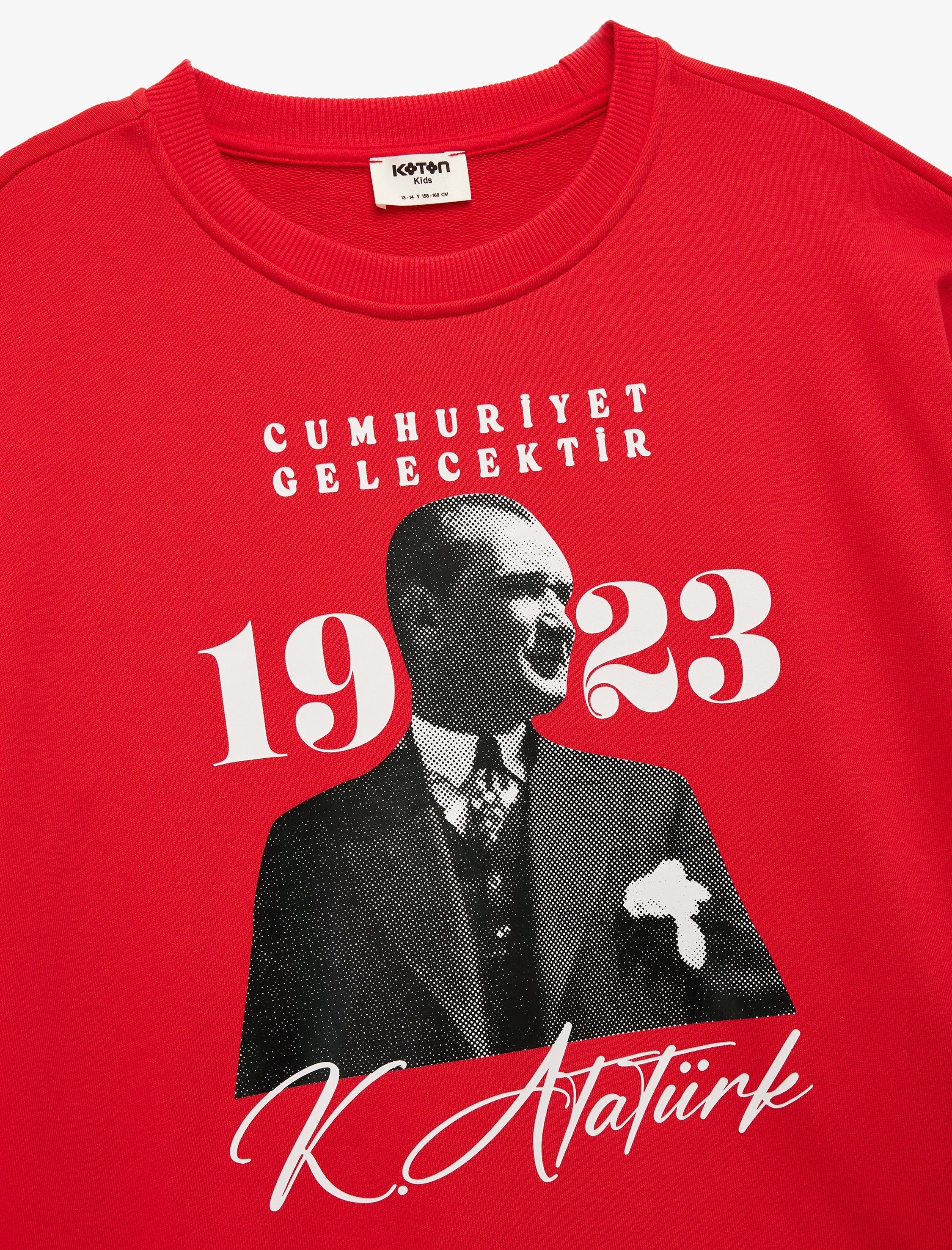  Kız Çocuk Atatürk Baskılı Uzun Kollu Bisiklet Yaka Sweatshirt