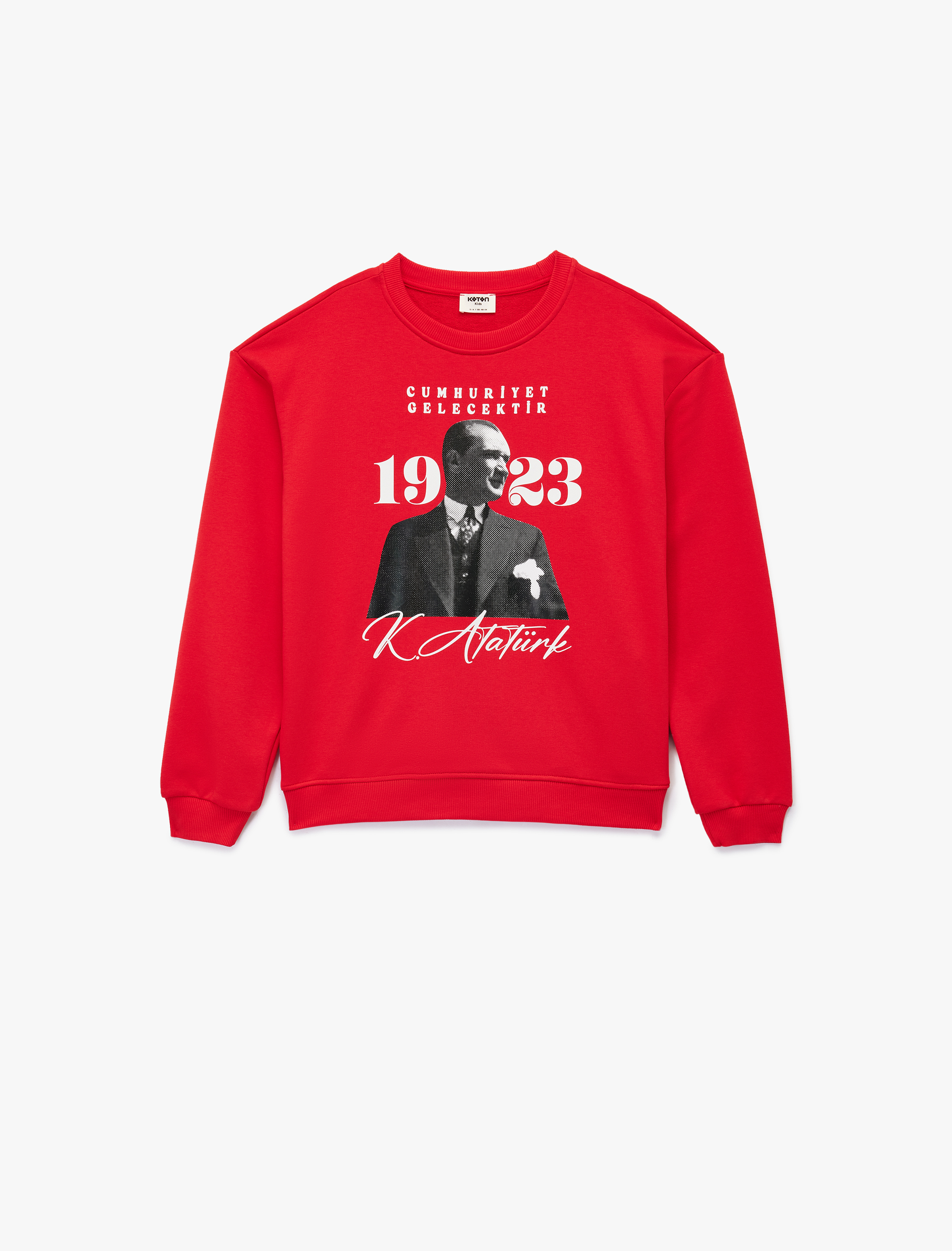  Kız Çocuk Atatürk Baskılı Uzun Kollu Bisiklet Yaka Sweatshirt