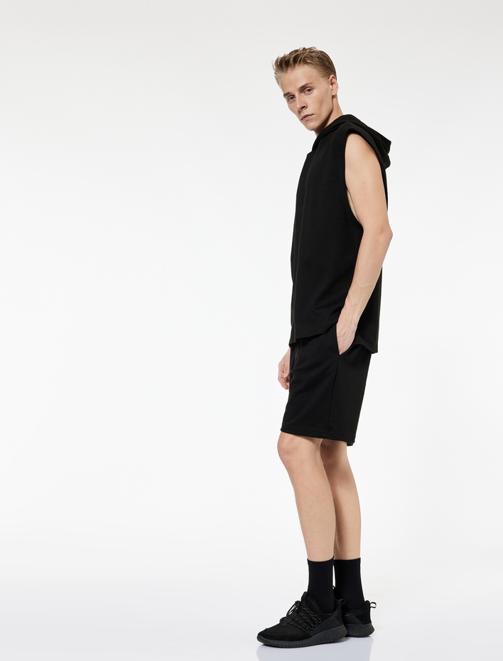  Beli Bağcıklı Cep Detaylı Kısa Spor Şort