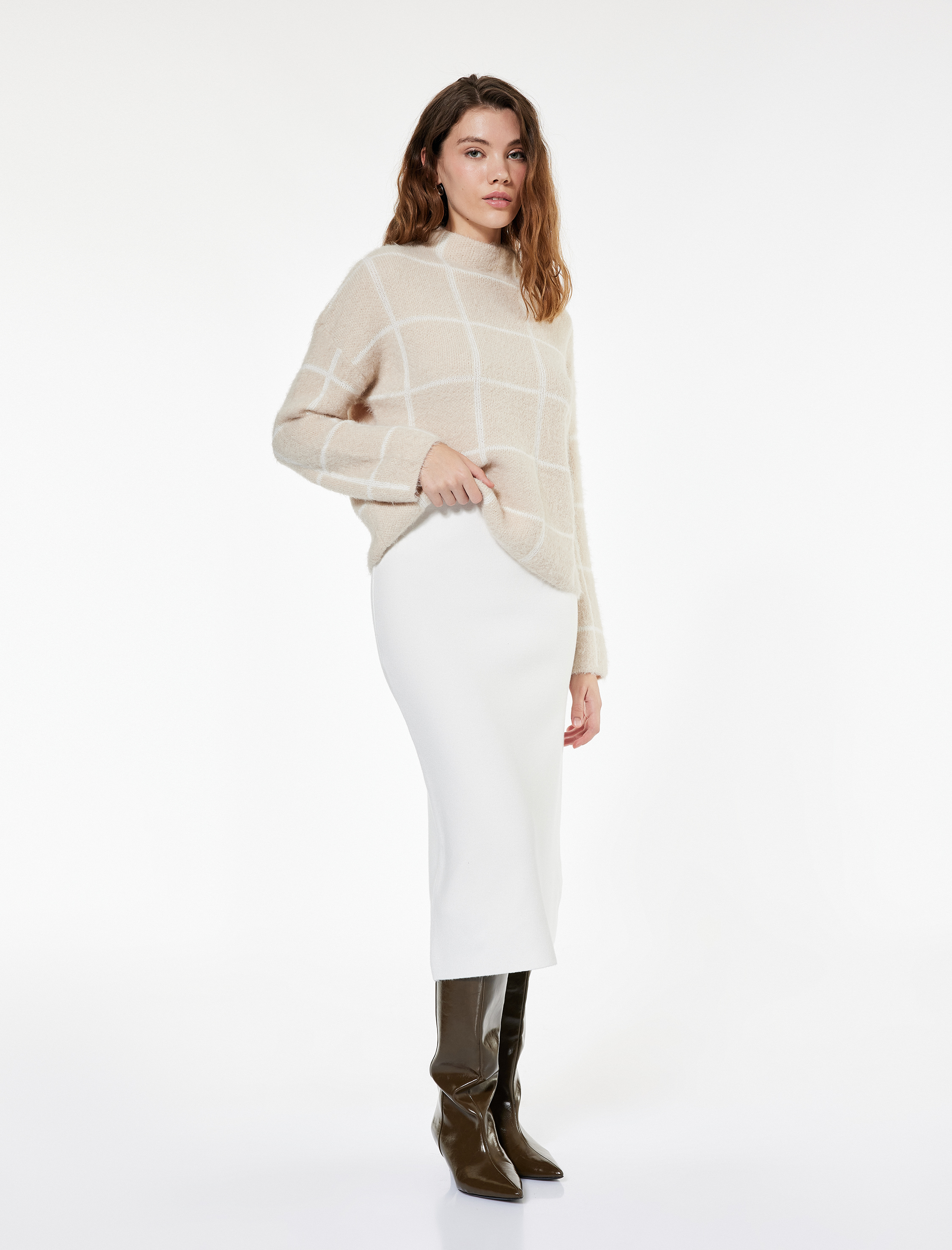   Regular Fit Uzun Triko Etek