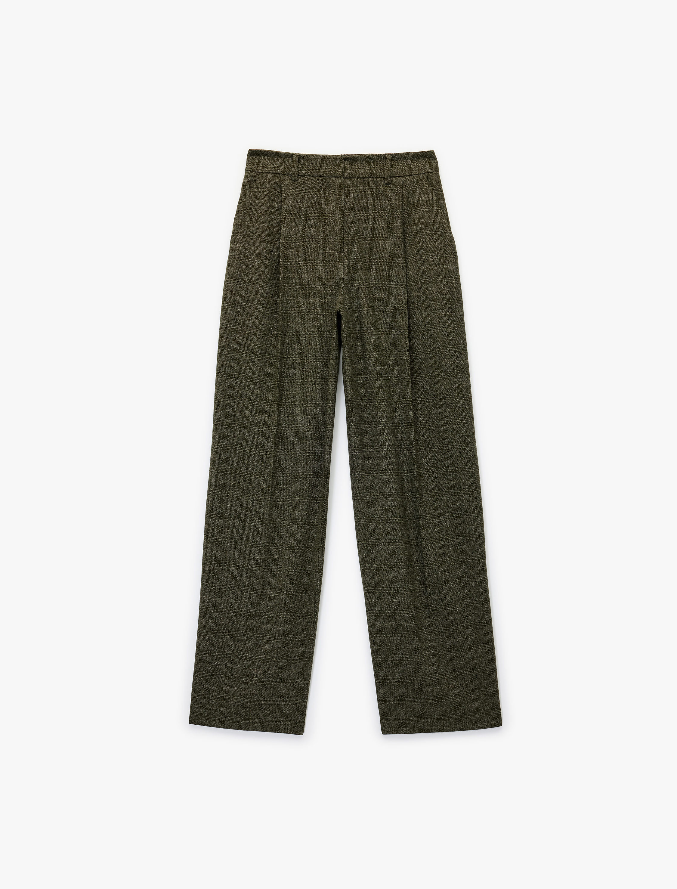   Koton X Sima Tarkan - Pileli Cepli Geniş Paça Ekose Kumaş Pantolon