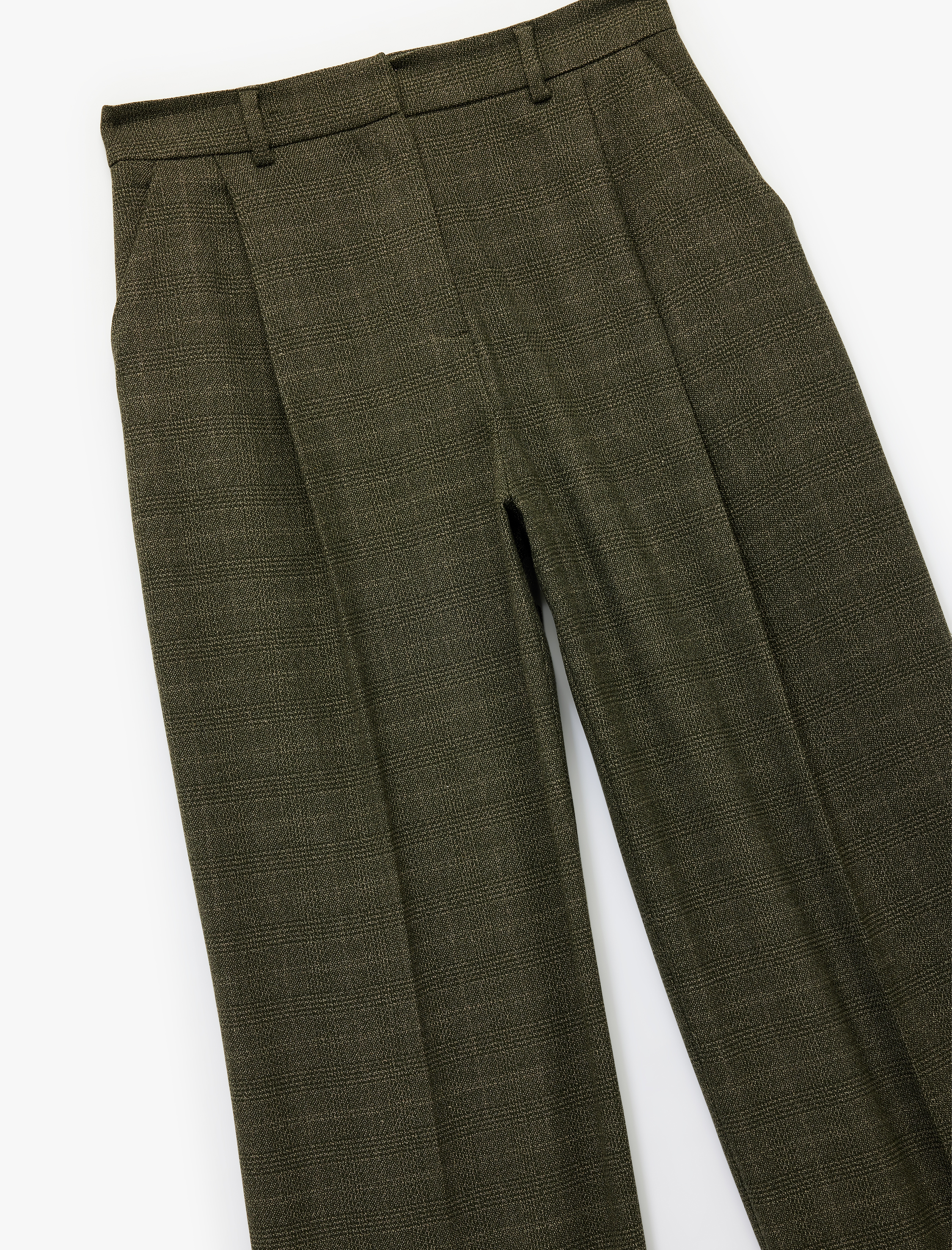   Koton X Sima Tarkan - Pileli Cepli Geniş Paça Ekose Kumaş Pantolon