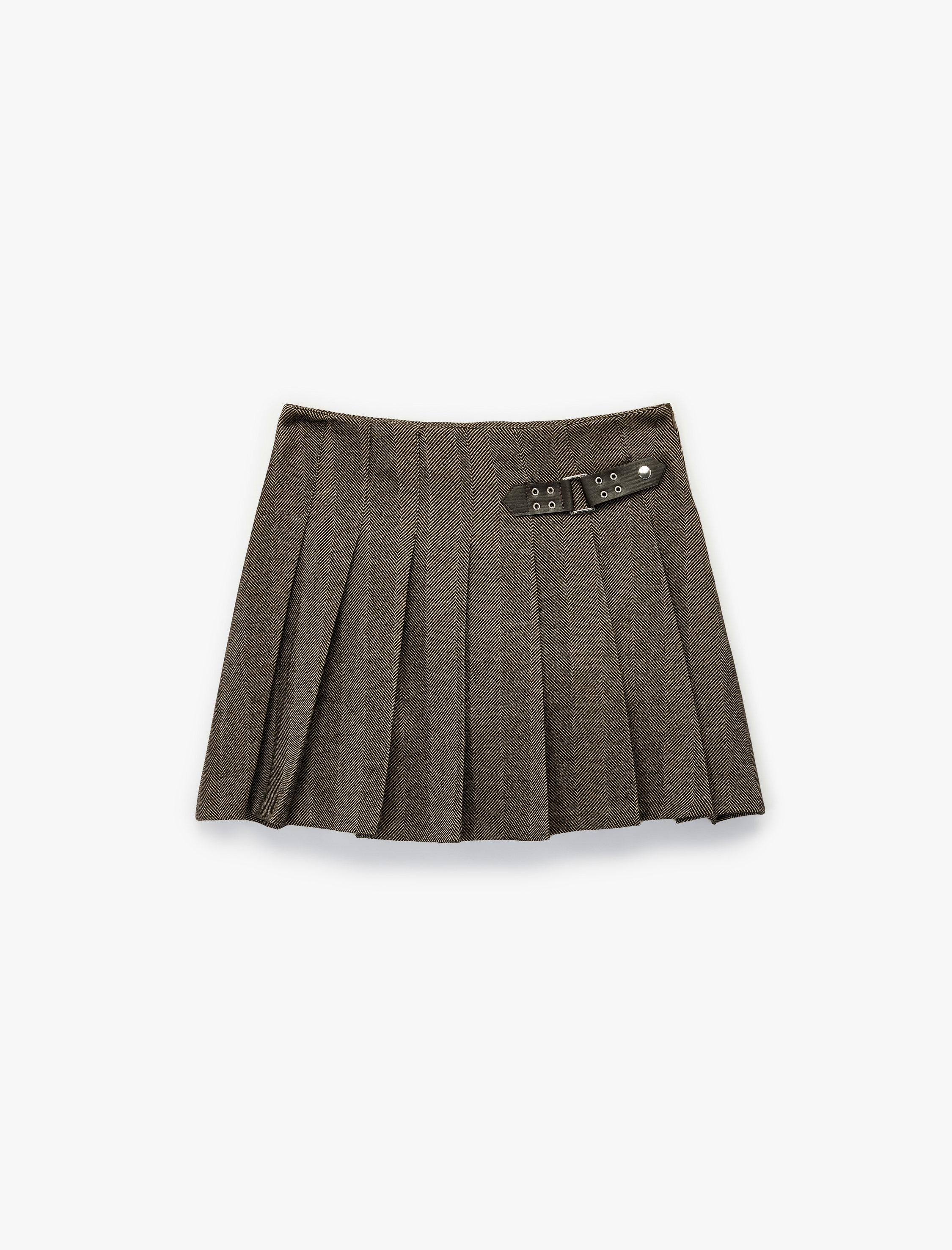   Koton X Sima Tarkan - Kemer Detaylı Kalın Pileli Mini Etek