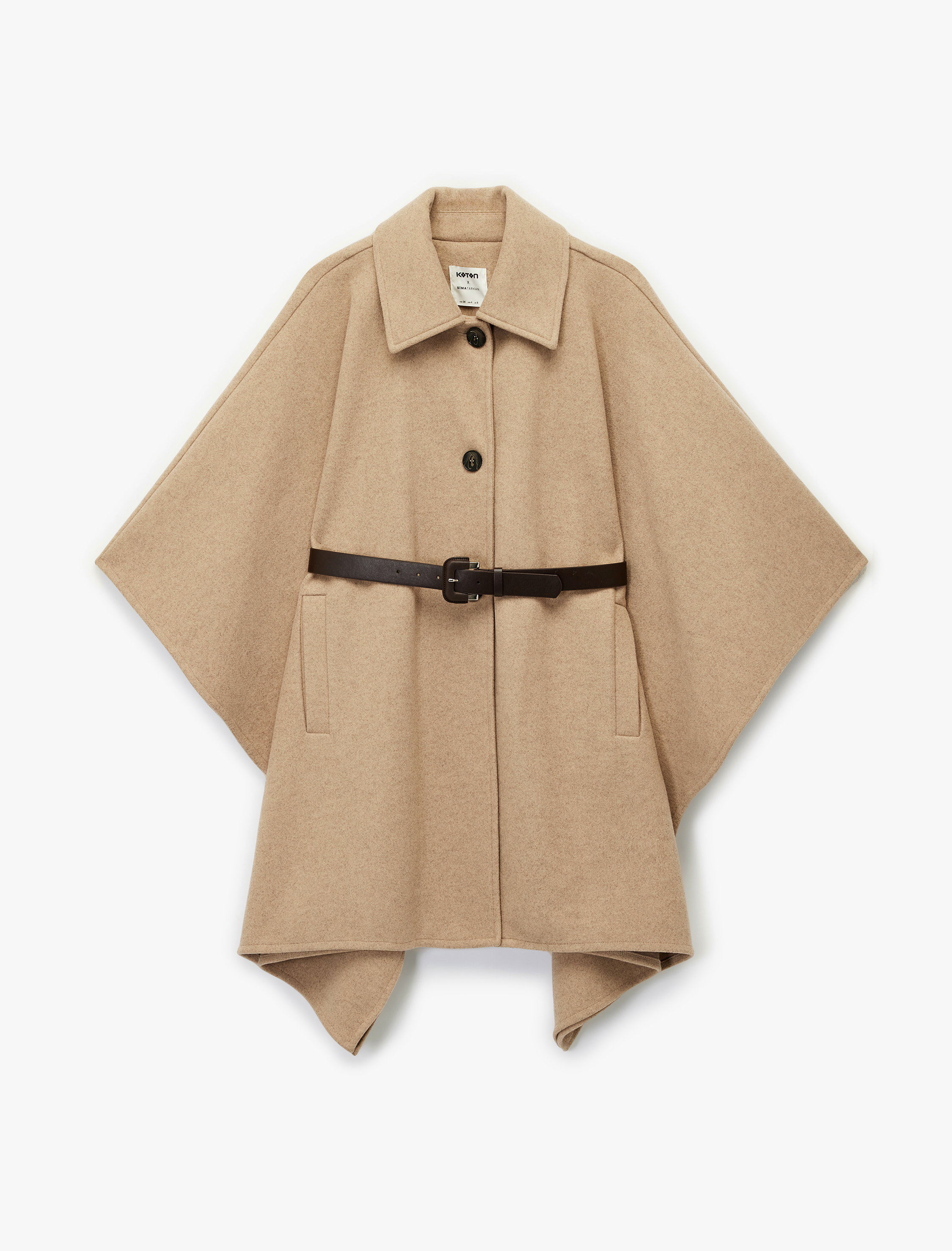   Koton X Sima Tarkan - Pelerin Kaban Kemerli Oversize Kaşe