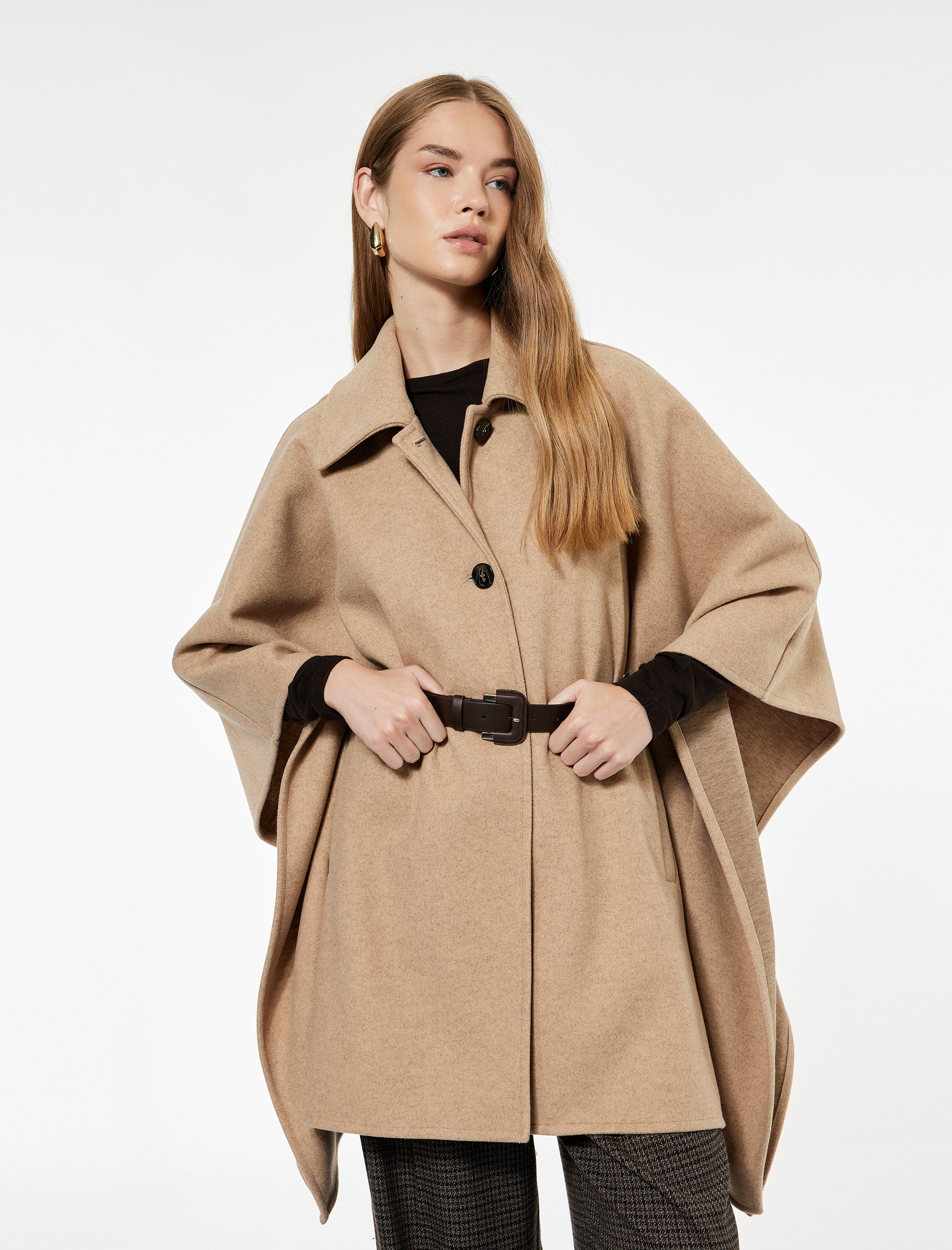   Koton X Sima Tarkan - Pelerin Kaban Kemerli Oversize Kaşe