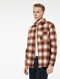 Regular Fit Cep Detaylı Uzun Kollu Klasik Yaka Oduncu Gömleği