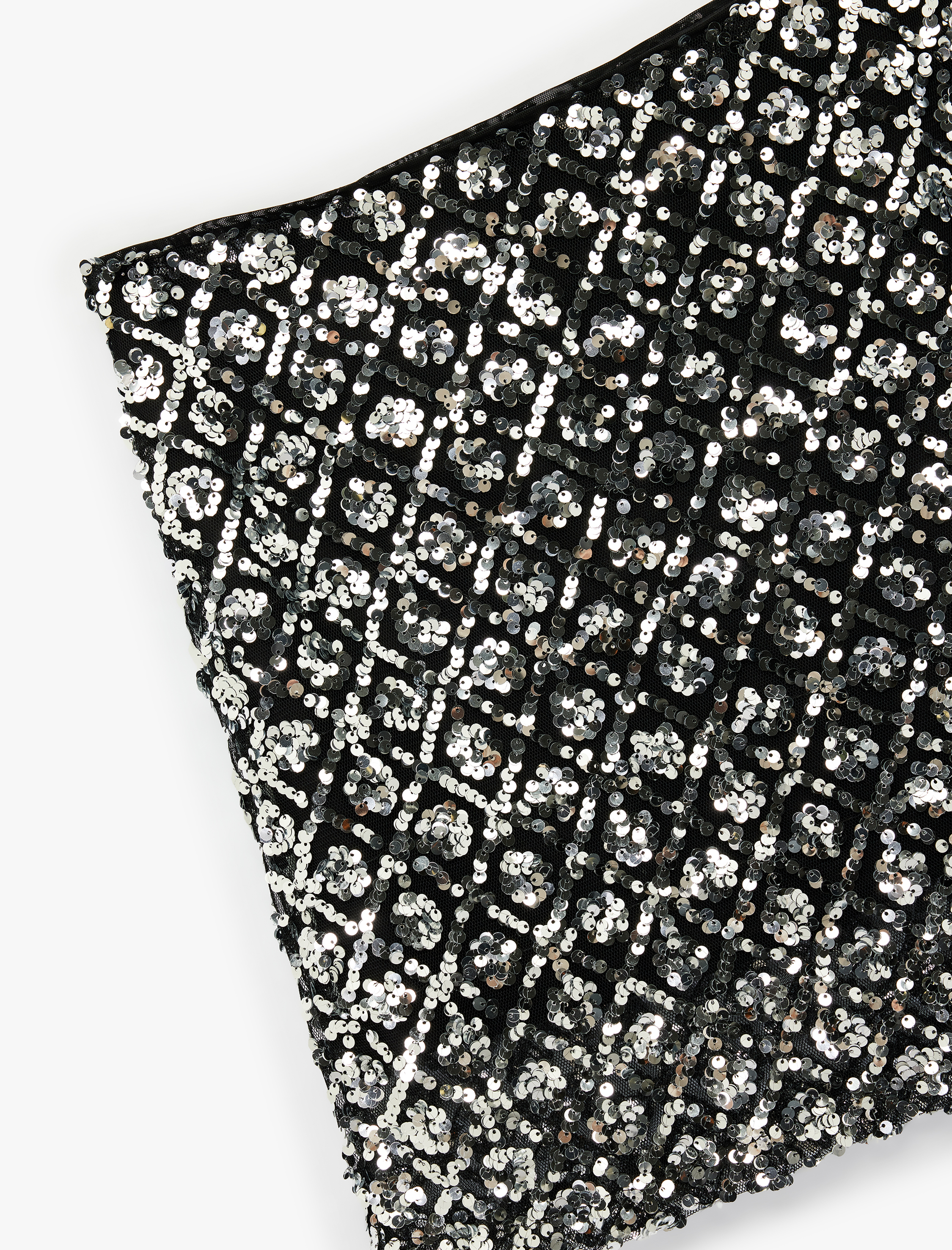   Pullu Payetli Slim Fit Mini A Kesim Abiye Etek