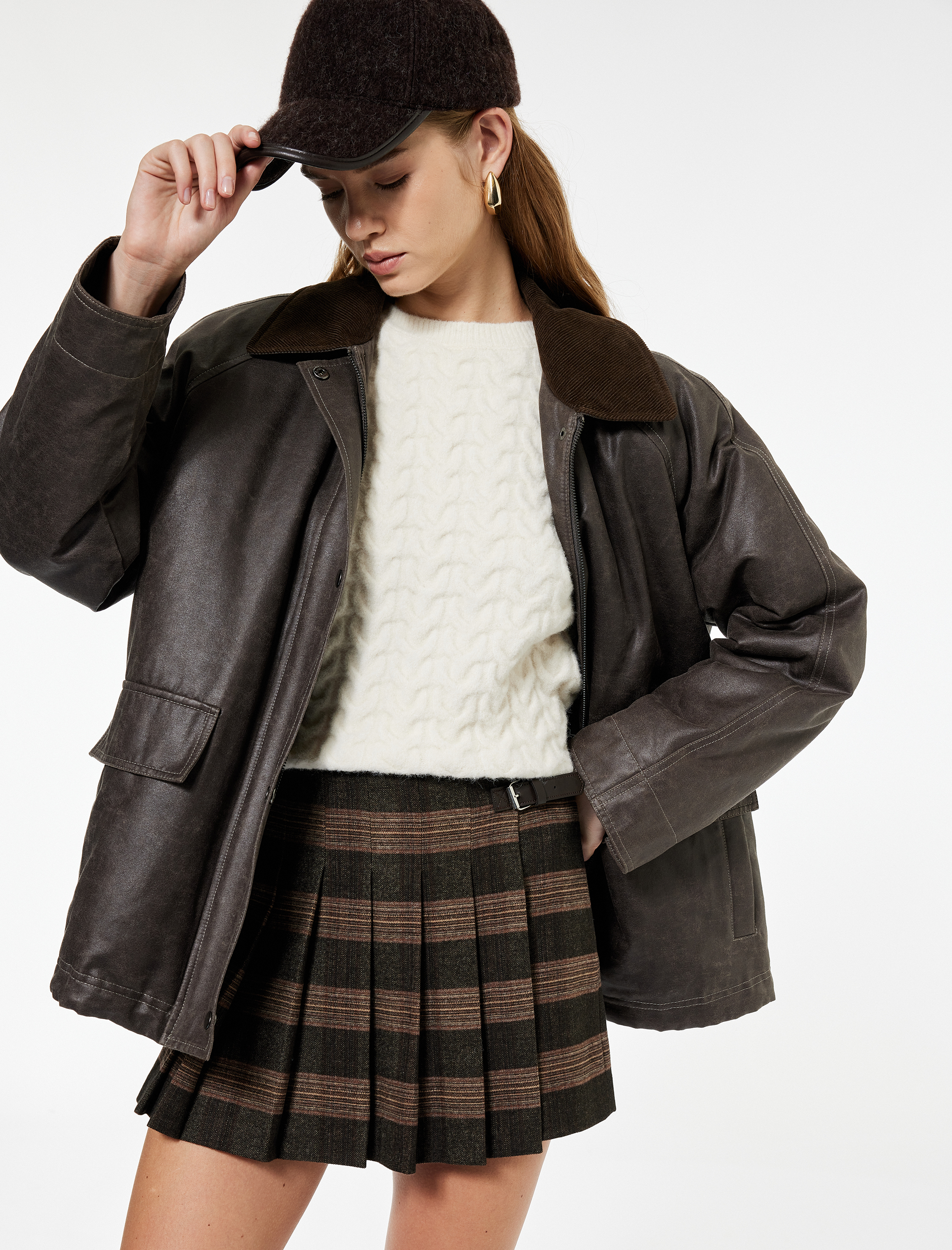   Koton X Sima Tarkan - Kemer Detaylı Pileli Mini Ekose Şort Etek