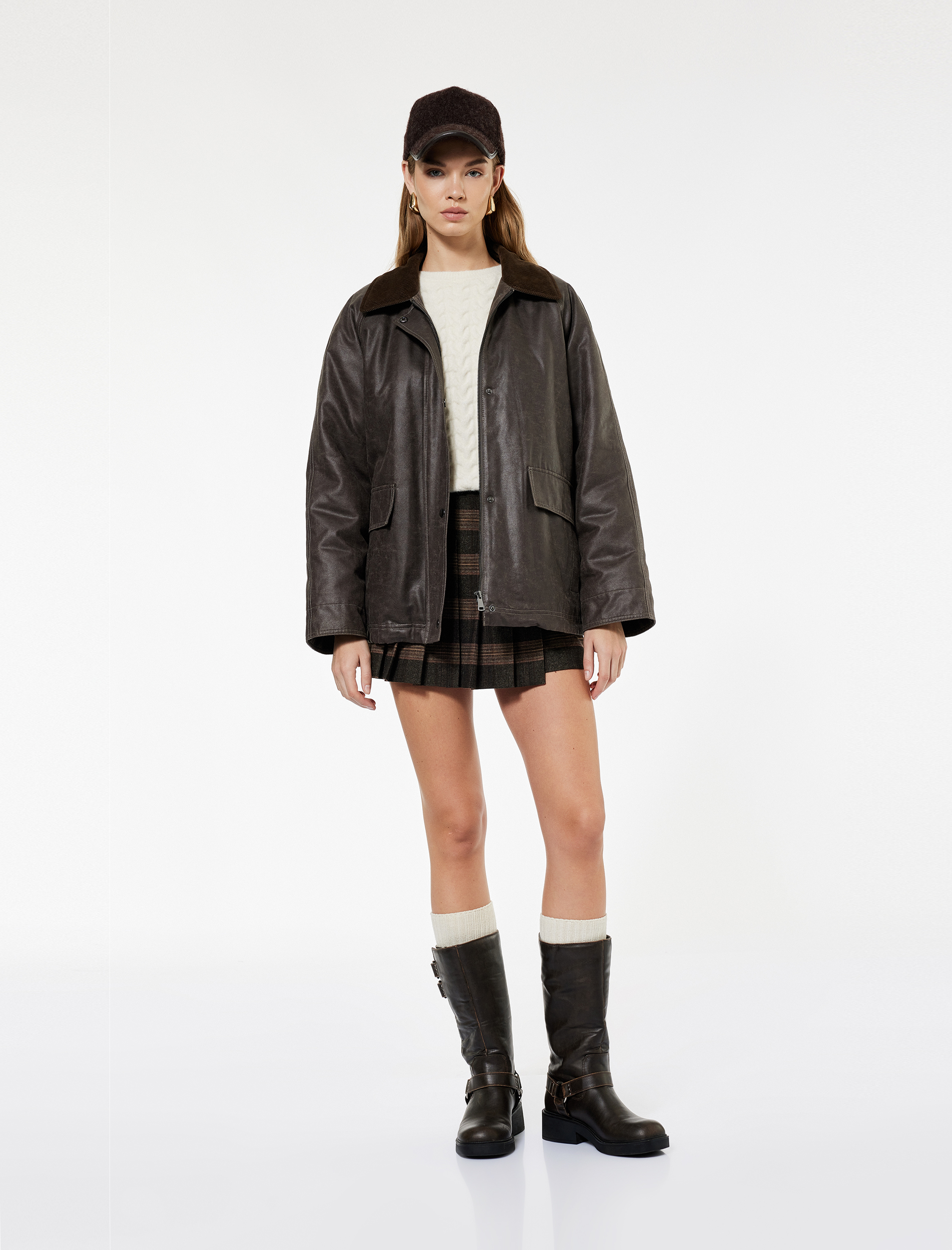   Koton X Sima Tarkan - Kemer Detaylı Pileli Mini Ekose Şort Etek